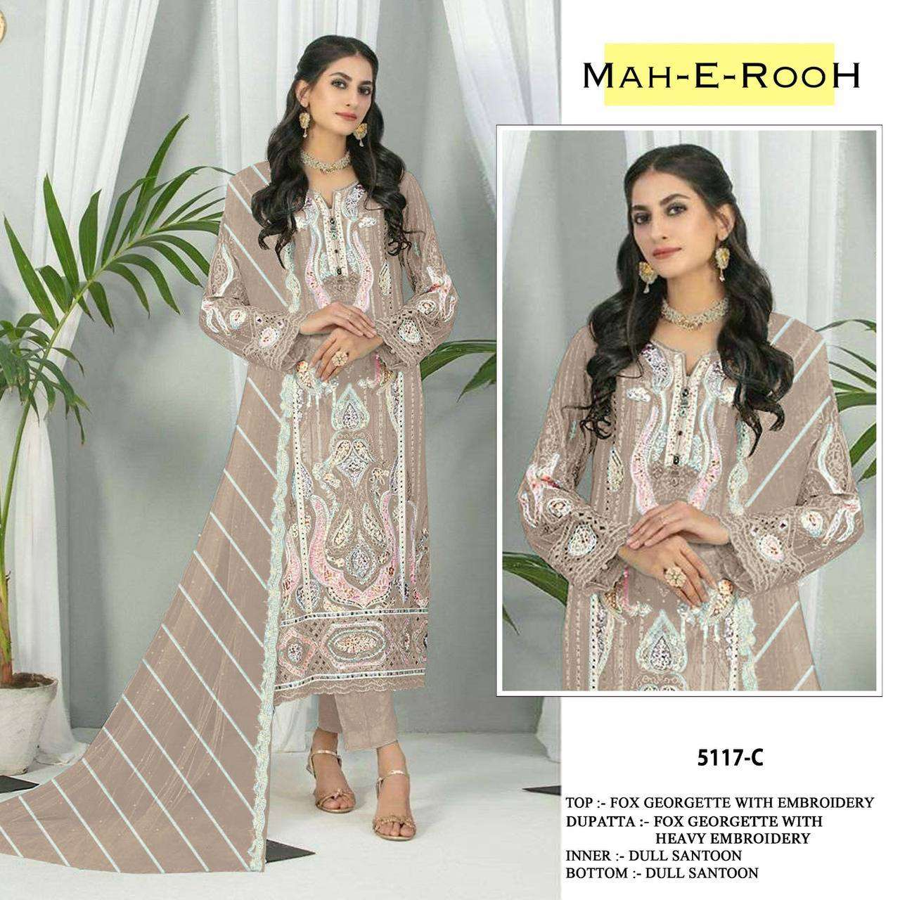 Mah E Rooh 5117 A To G Faux Georgette Salwar Suit Wholesale catalog