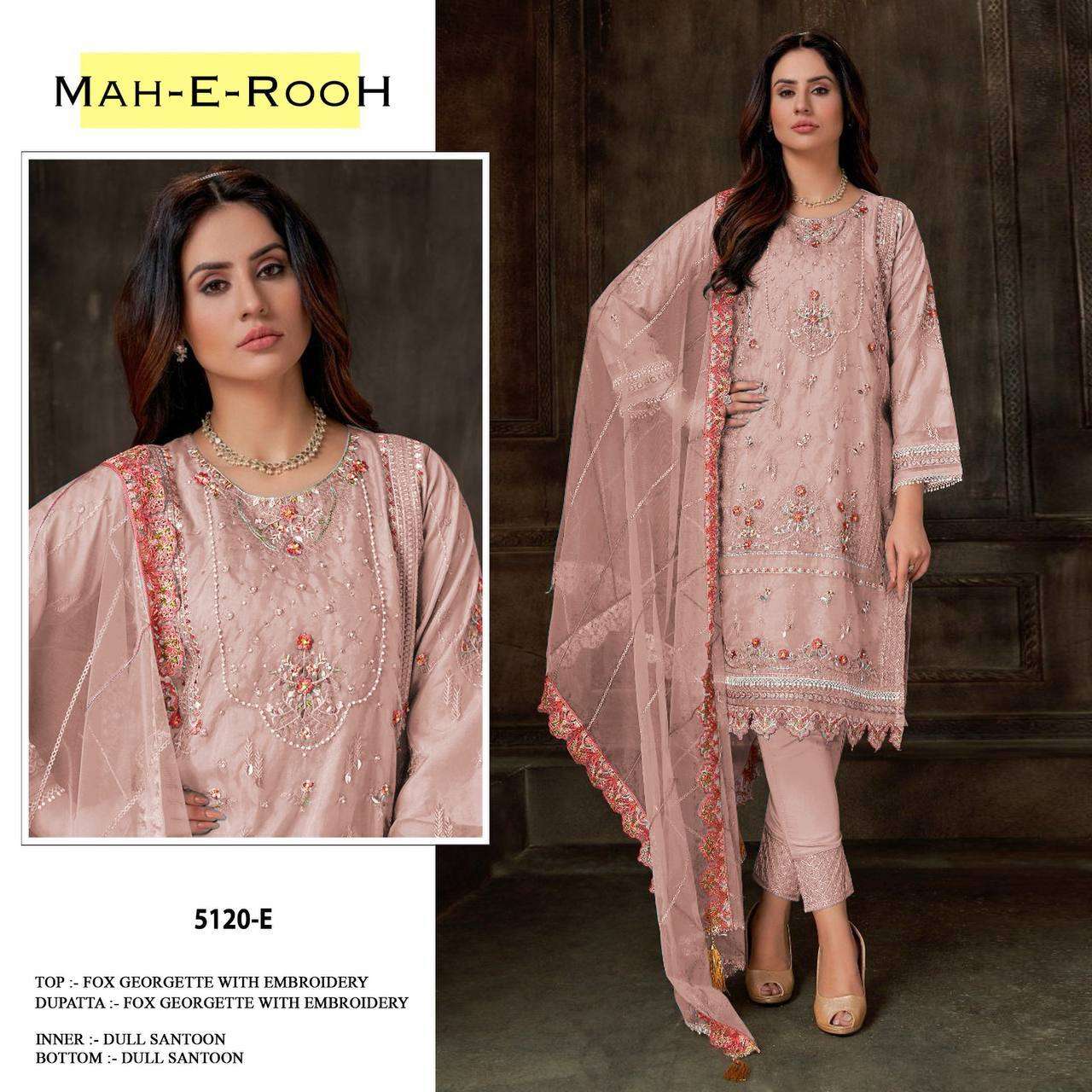 Mah E Rooh 5120 Faux Georgette Pakistani Suit Wholesale catalog