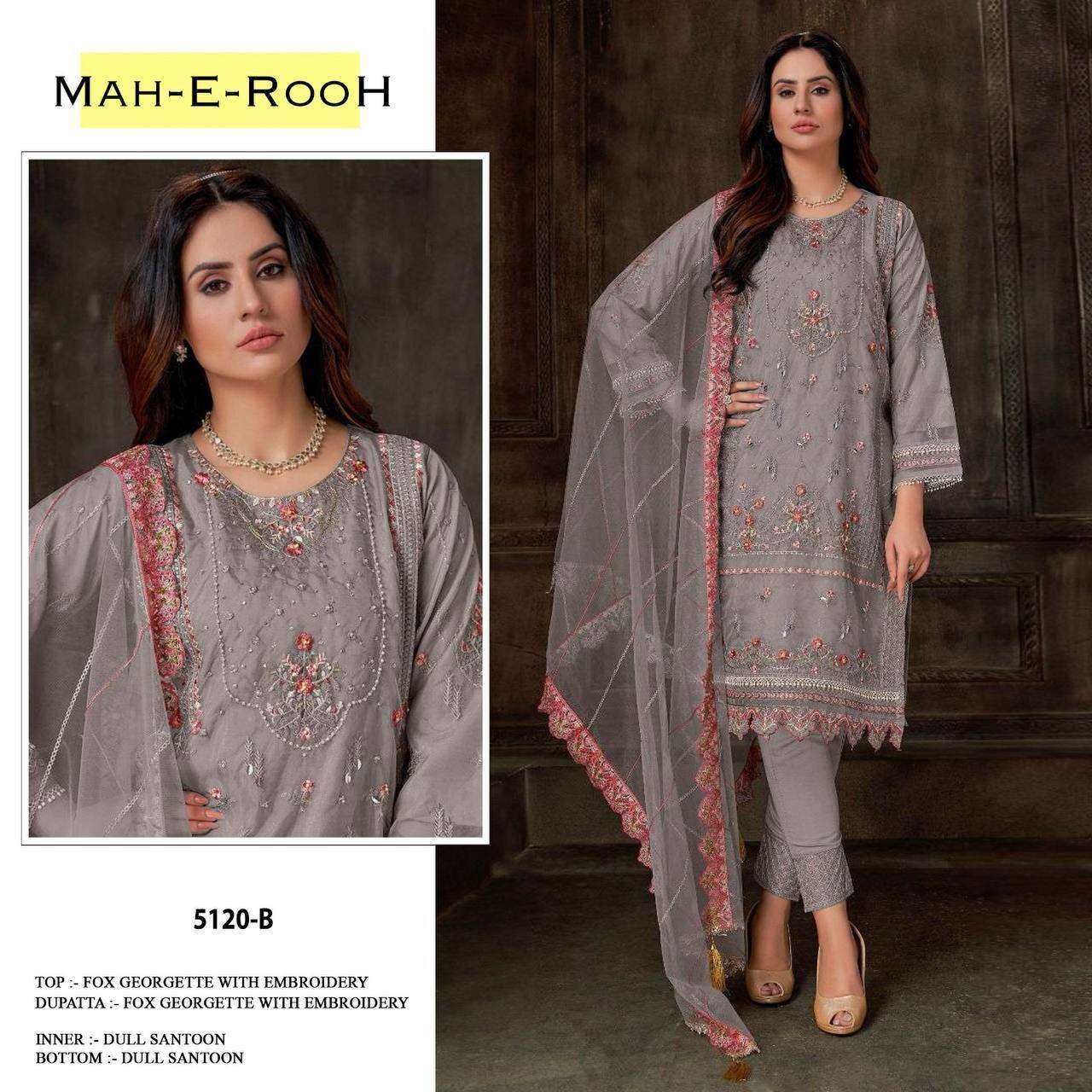 Mah E Rooh 5120 Faux Georgette Pakistani Suit Wholesale catalog