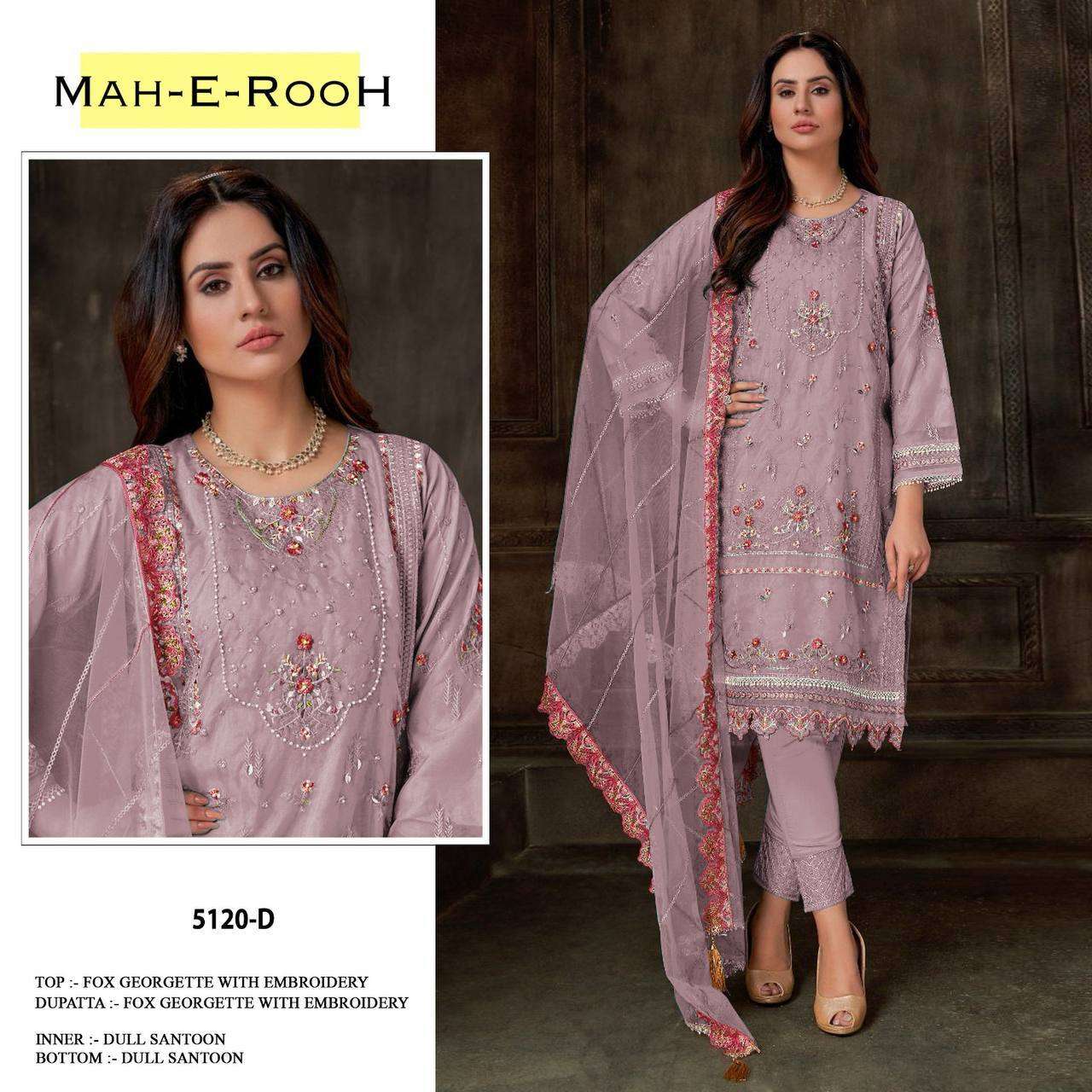 Mah E Rooh 5120 Faux Georgette Pakistani Suit Wholesale catalog