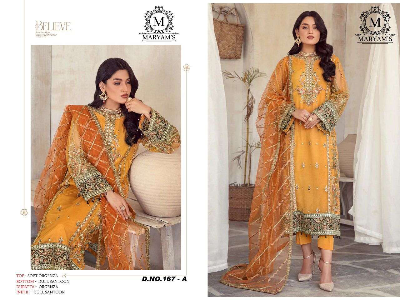 Maryams 167 Organza With Embroidery Salwar Suits Wholesale catalog