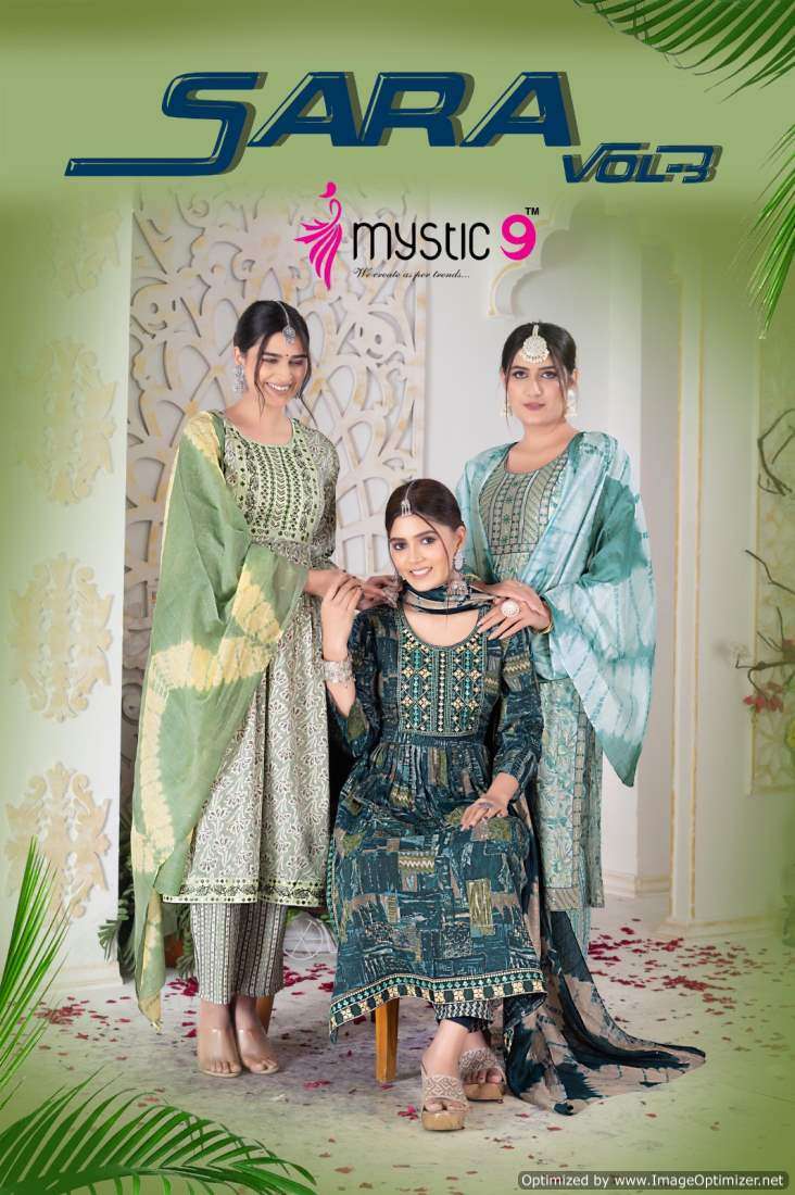 Mystic 9 Sara Vol-3 – Nyra Cut Kurti Pant With Dupatta - Wholesale Catalog