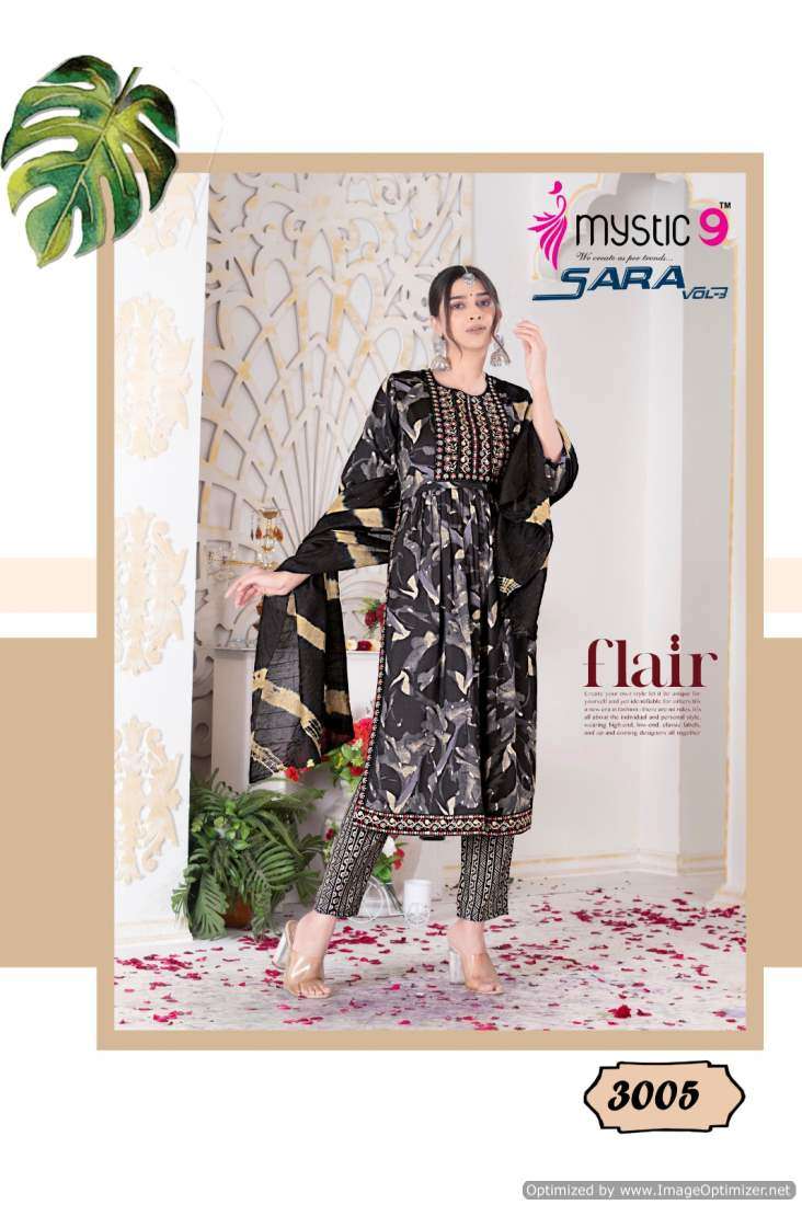 Mystic 9 Sara Vol-3 – Nyra Cut Kurti Pant With Dupatta - Wholesale Catalog