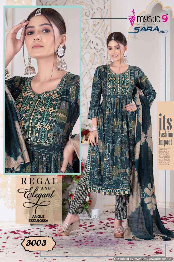 Mystic 9 Sara Vol-3 – Nyra Cut Kurti Pant With Dupatta - Wholesale Catalog