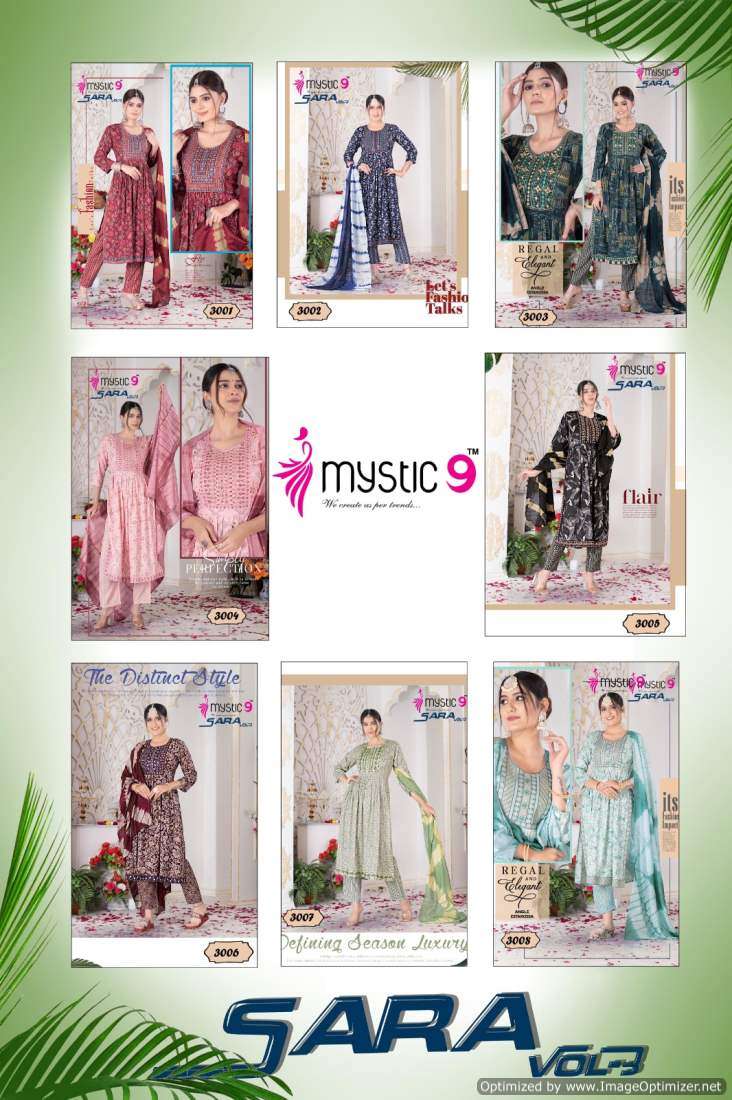 Mystic 9 Sara Vol-3 – Nyra Cut Kurti Pant With Dupatta - Wholesale Catalog