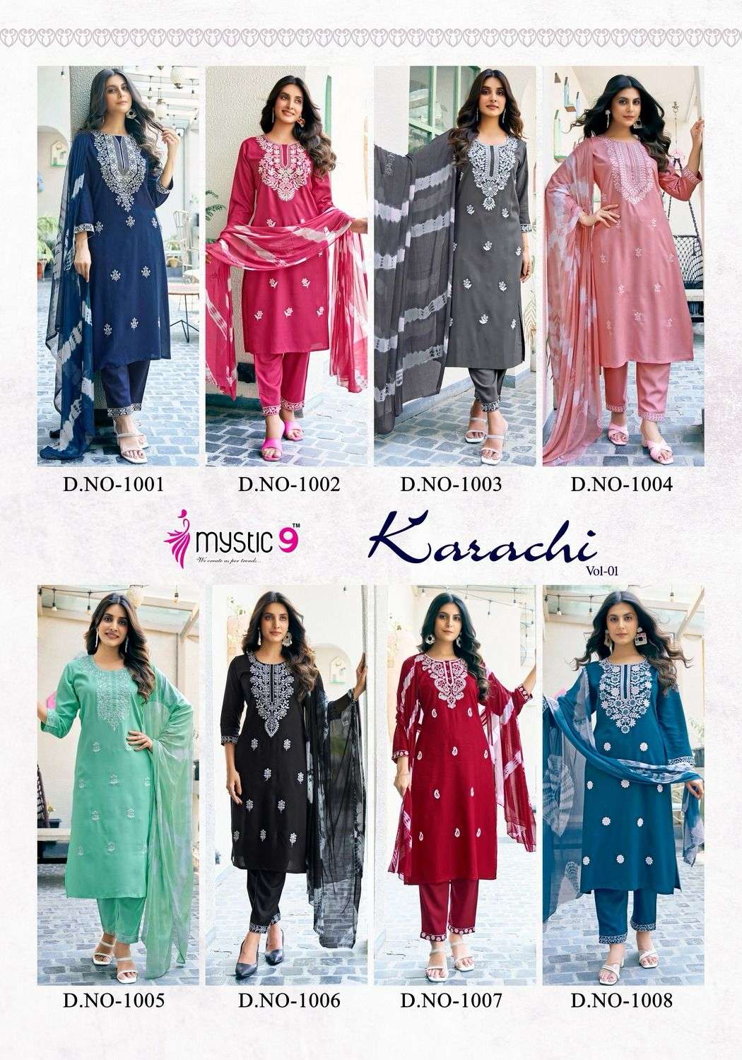 MYSTIC9 KARACHI vol -1 Kurti Wholesale catalog