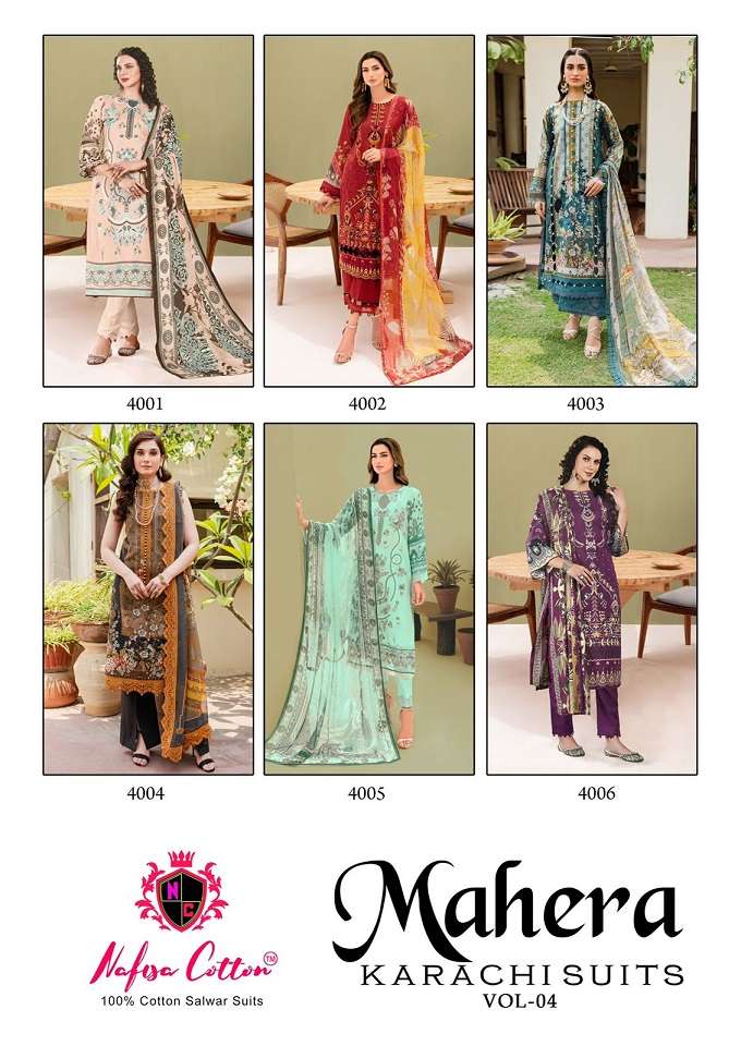 Nafisa Mahera Vol-4 – Karachi Dress Material - Wholesale Catalog