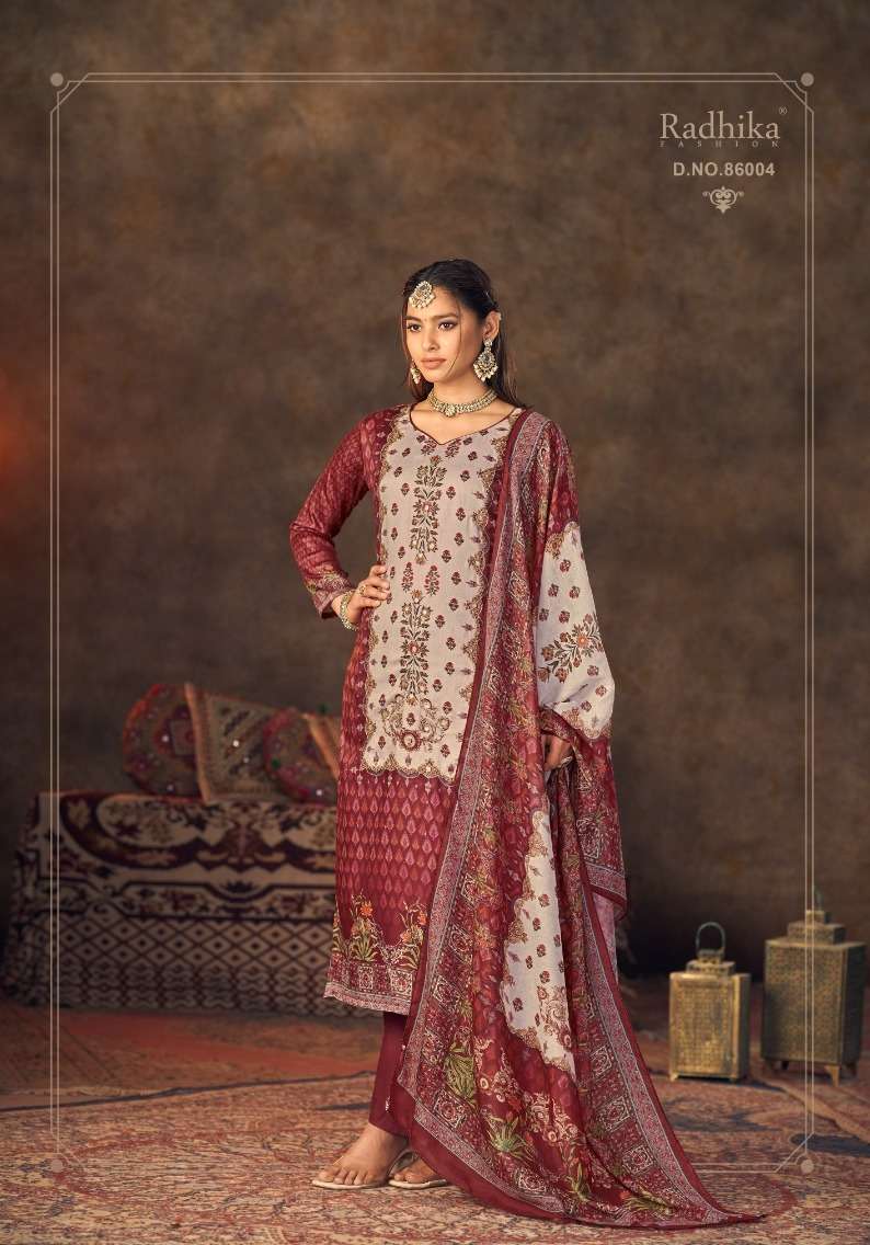 Radhika Azara Nagma Rayon Digital Printed Dress Material Wholesale catalog