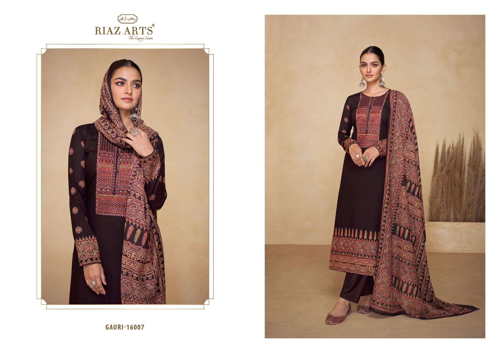 Riaz Arts Gauri Karachi Lawn Dress Material Wholesale catalog
