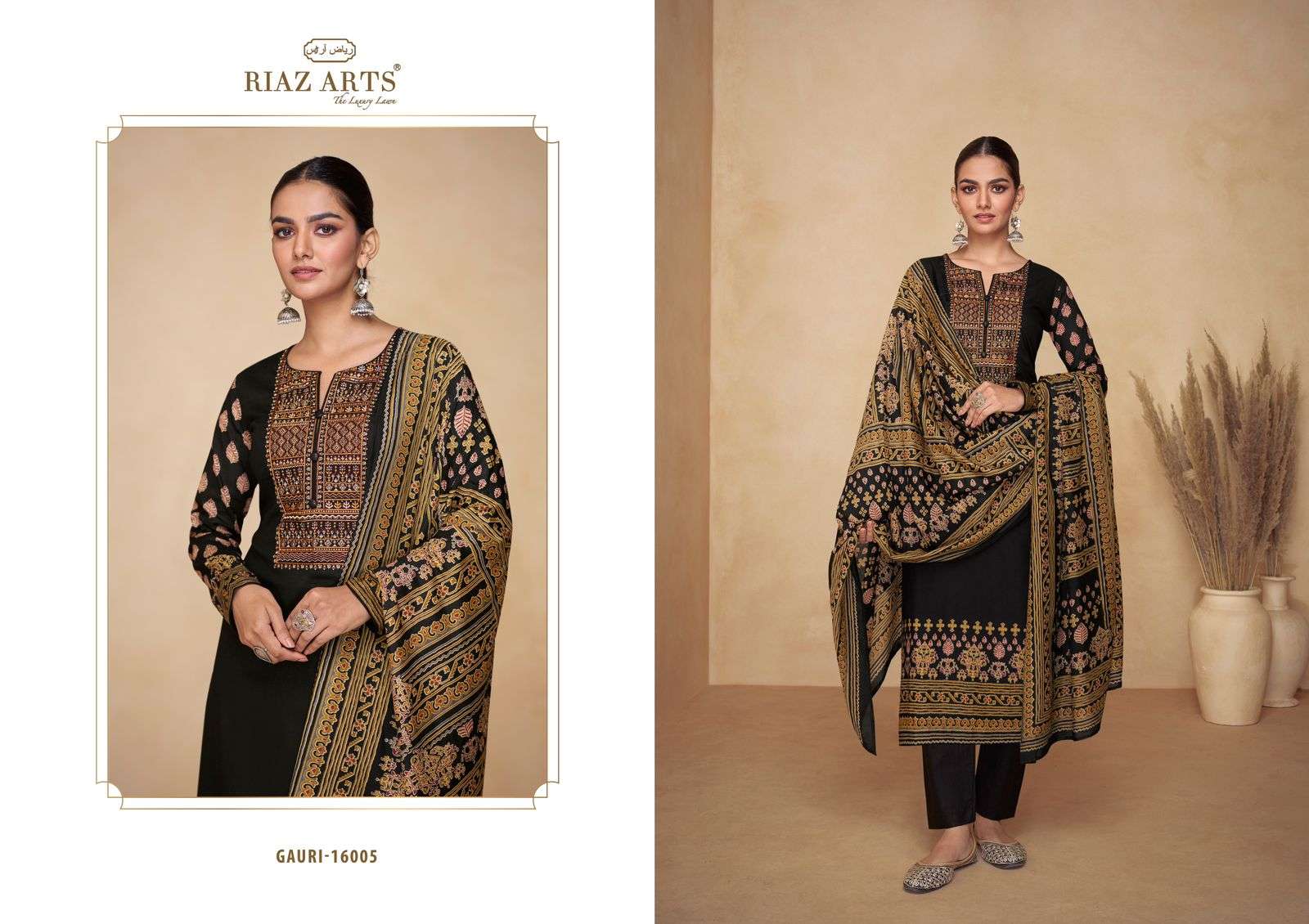 Riaz Arts Gauri Karachi Lawn Dress Material Wholesale catalog