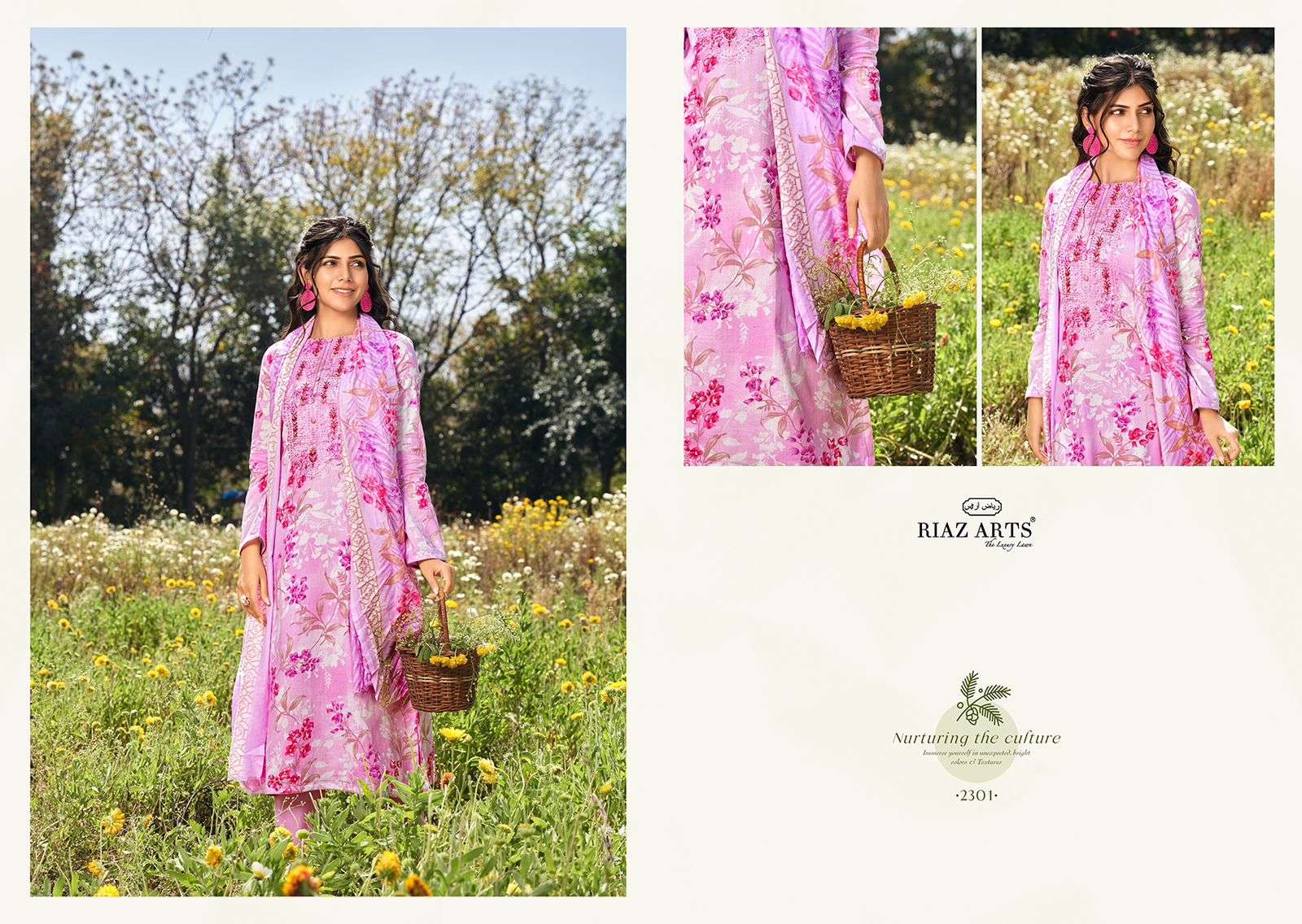 Riaz Arts Khwaab Karachi Lawn Camric Digital Printed Dress Material Wholesale catalog