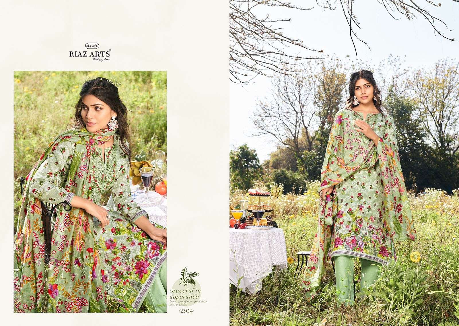 Riaz Arts Khwaab Karachi Lawn Camric Digital Printed Dress Material Wholesale catalog