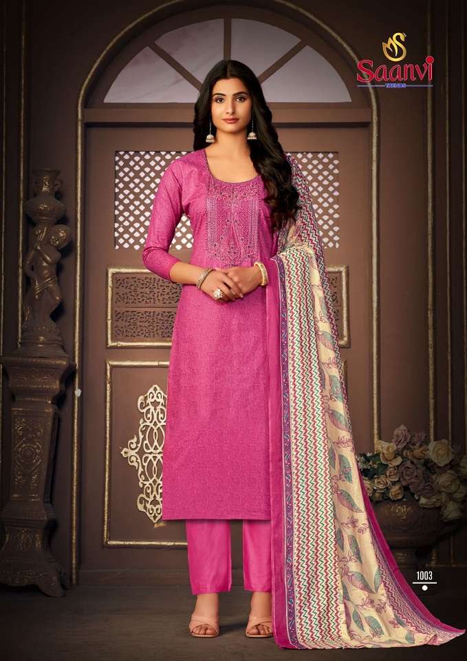 Saanvi Simran Vol 1 Heavy Cotton Dress Material Wholesale catalog