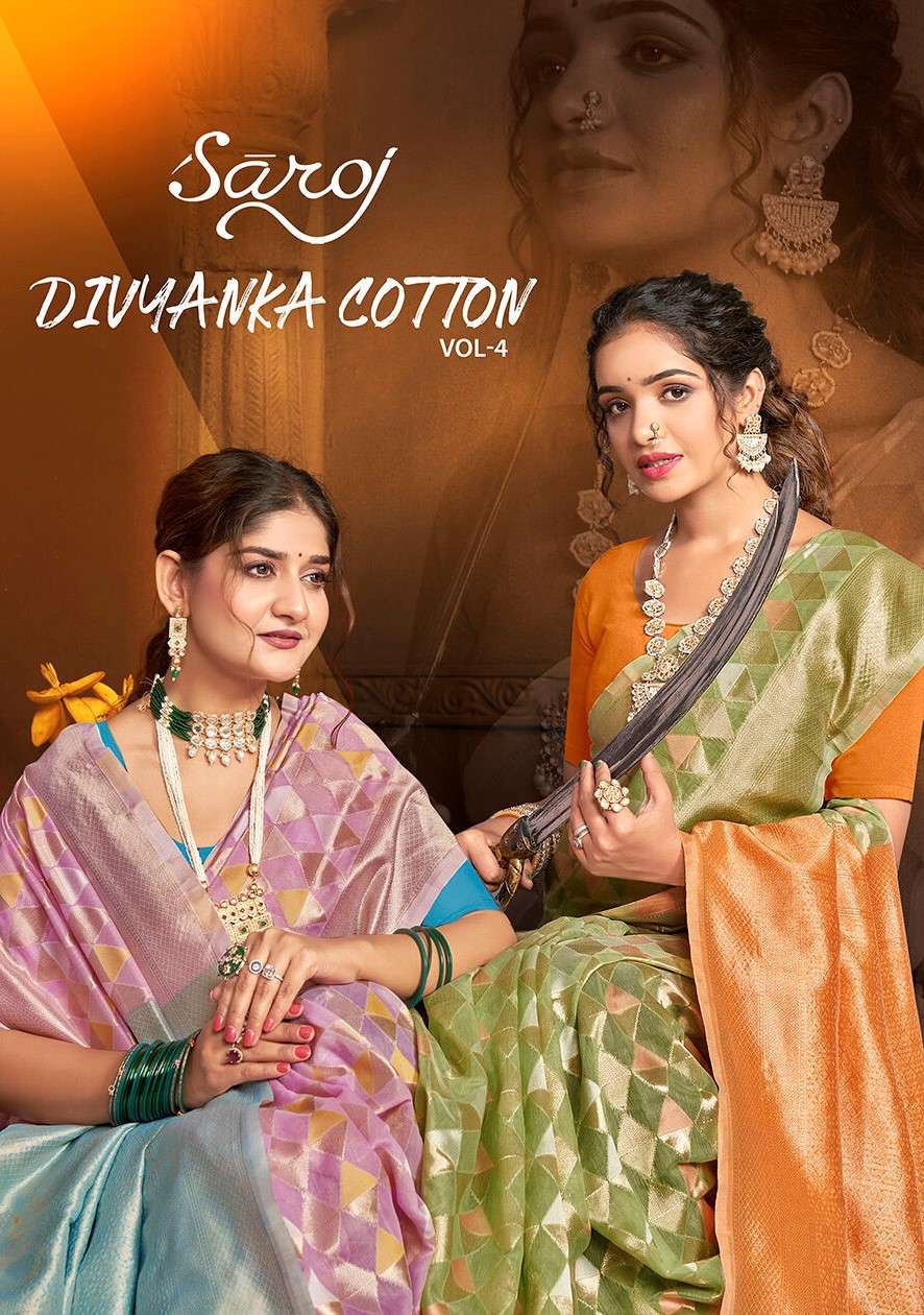 Saroj Divyanka cotton vol.4 Soft cotton saree rich pallu Wholesale catalog    