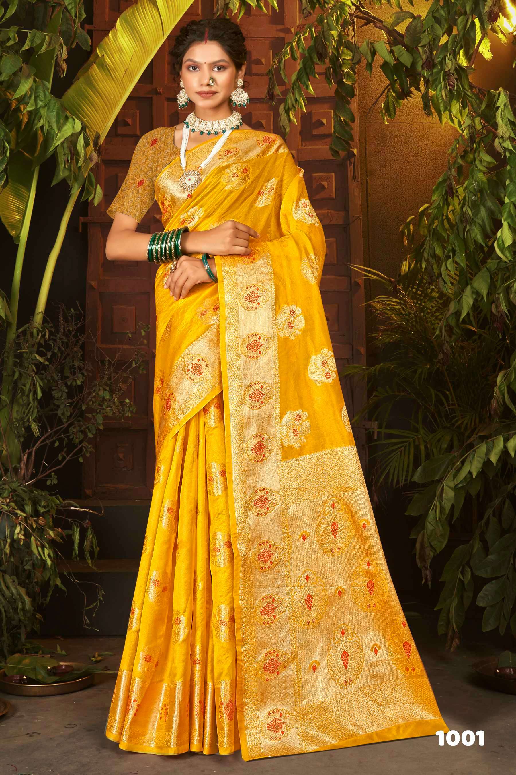 Saroj Haar Shringar vol.4 Premium cxc bright organza silk in bright matching Saree Wholesale catalog    