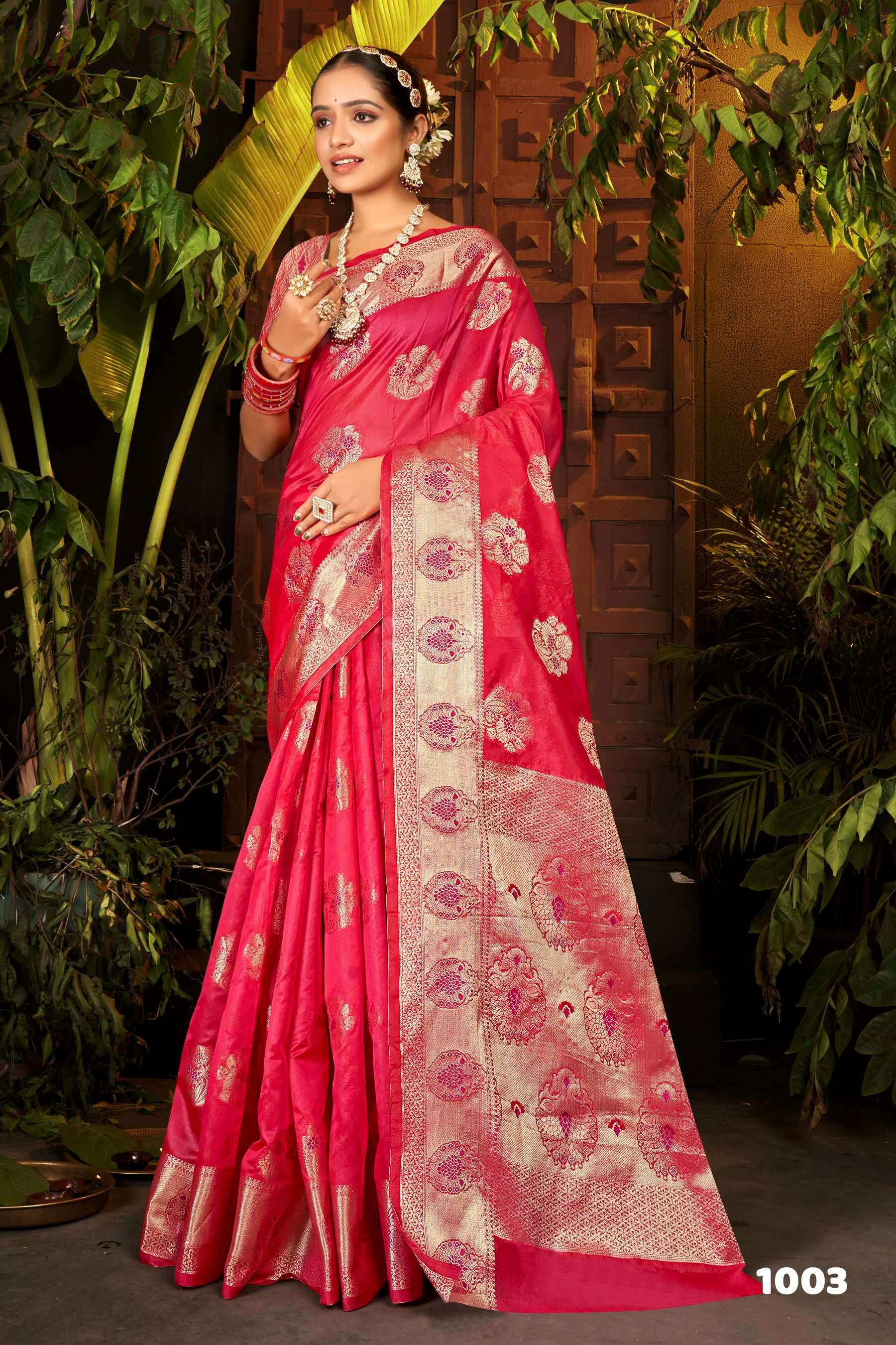 Saroj Haar Shringar vol.4 Premium cxc bright organza silk in bright matching Saree Wholesale catalog    