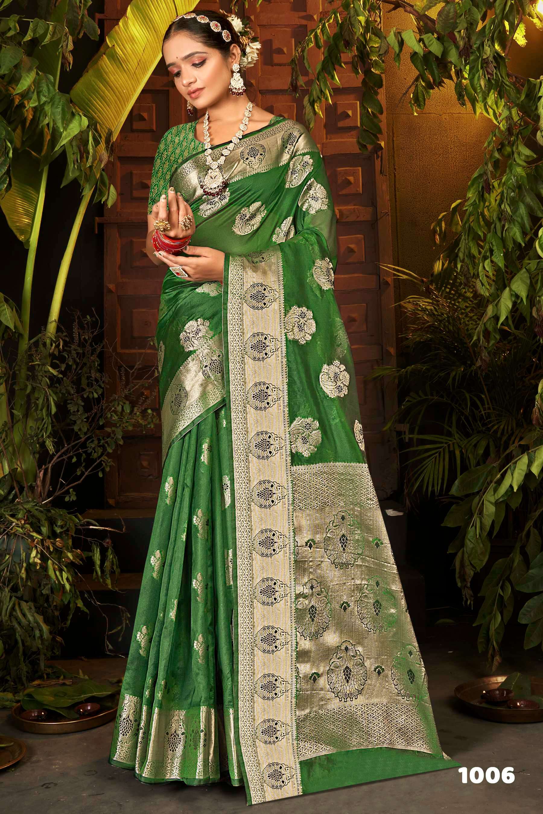 Saroj Haar Shringar vol.4 Premium cxc bright organza silk in bright matching Saree Wholesale catalog    
