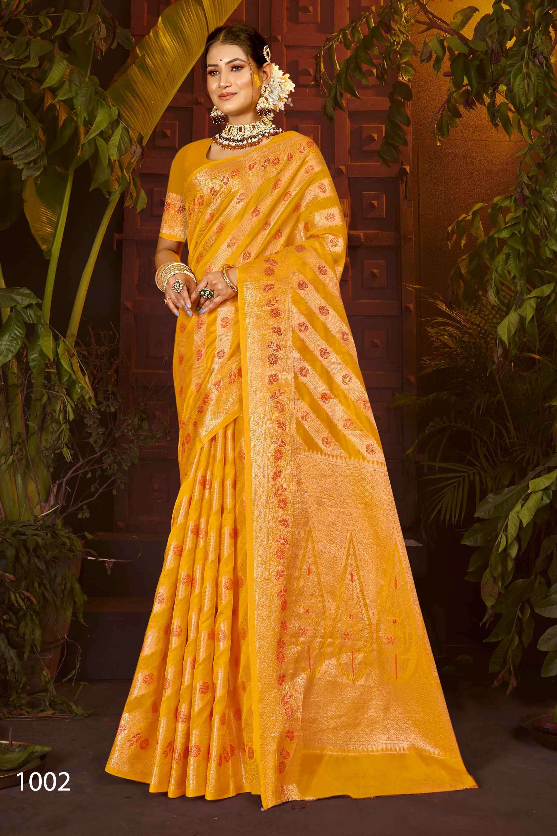 Saroj Haar Shringar vol.7 Premium cxc bright organza silk in bright matching Saree Wholesale catalog    