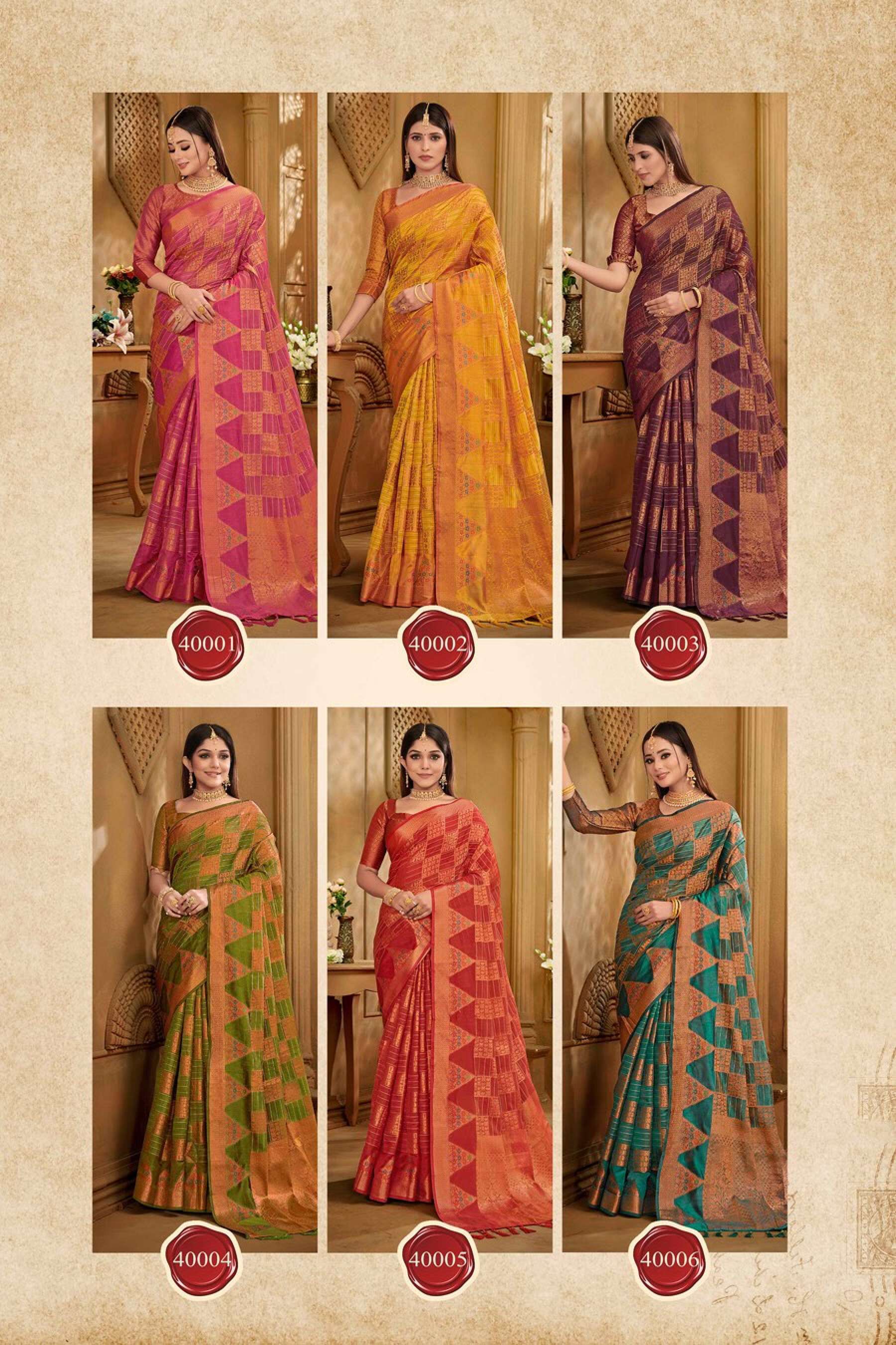 Saroj Indian art vol.2 Soft organza with heavy rich pallu  Saree Wholesale catalog    