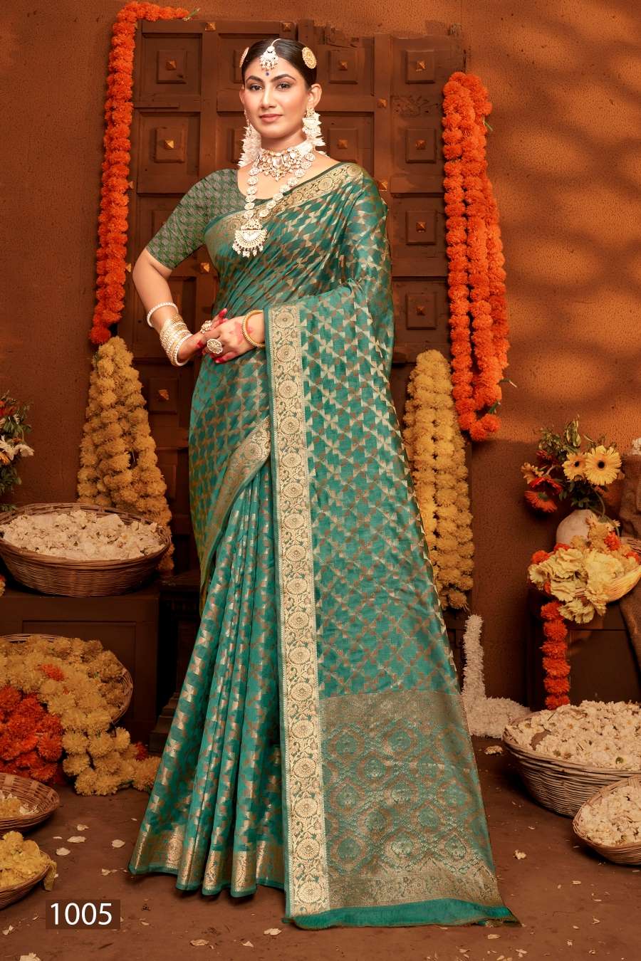 Saroj Jhalak Vol - 3 Soft Orgenza saree with pure jari Saree Wholesale catalog    