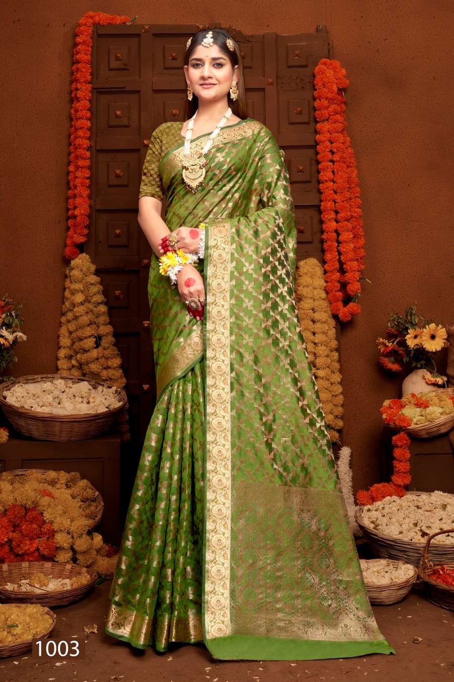 Saroj Jhalak Vol - 3 Soft Orgenza saree with pure jari Saree Wholesale catalog    