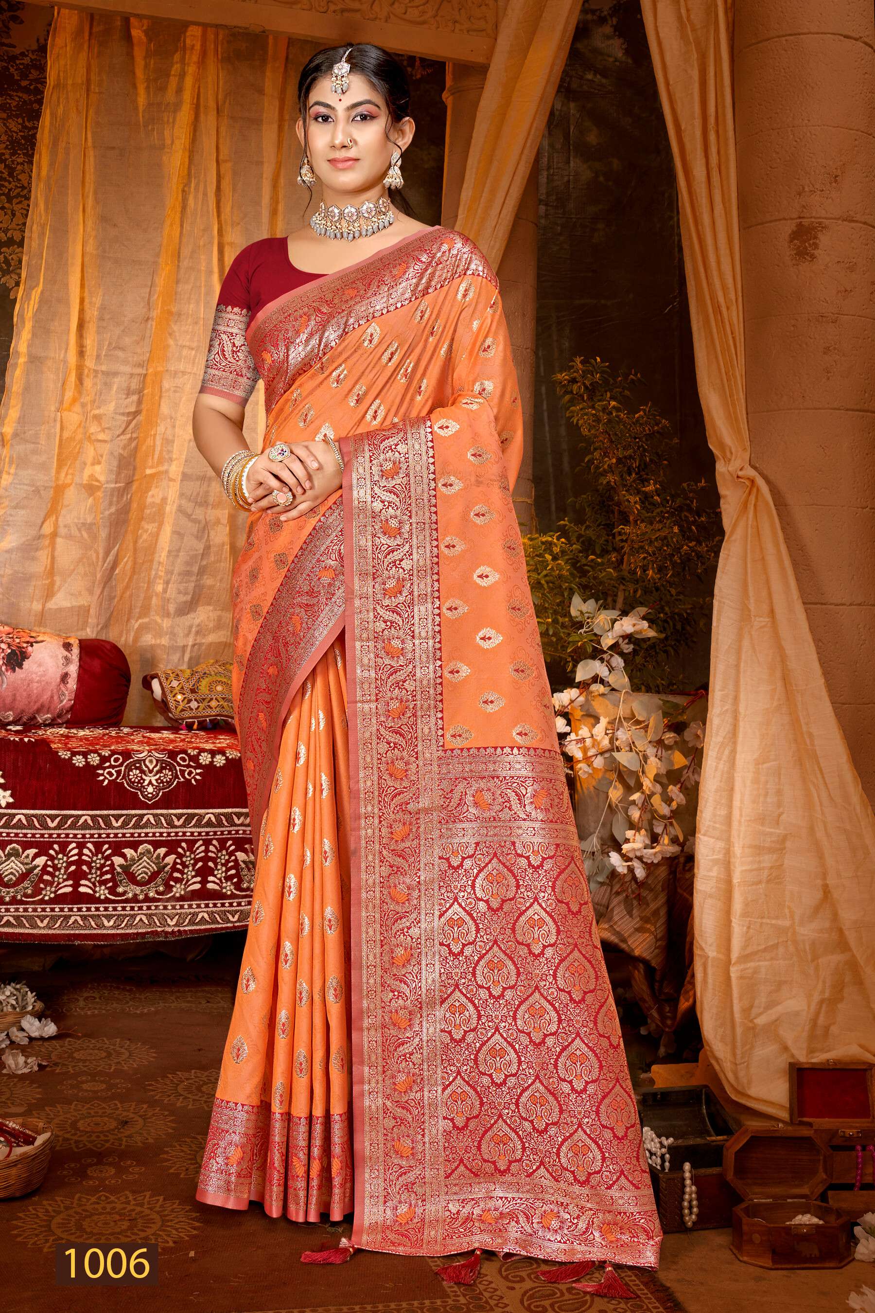 Saroj KARUNA Vol.2 50*600 Heavy silk fabric with jacquard contrast border pallu Saree Wholesale catalog    