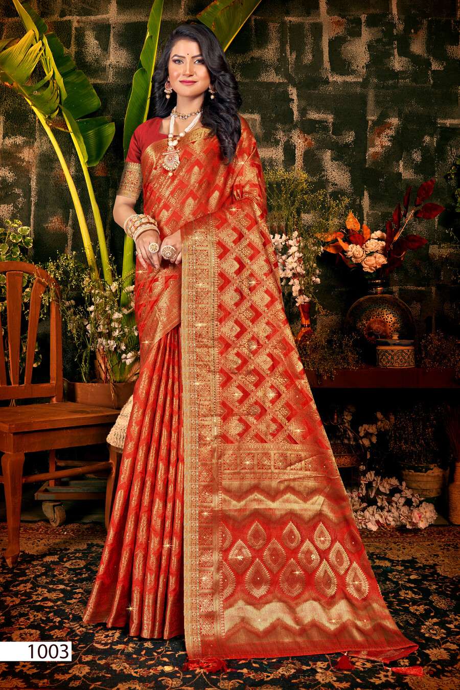 Saroj  Kum Kum Vol - 1 Dola silk saree with heay swaroski work  Saree Wholesale catalog    