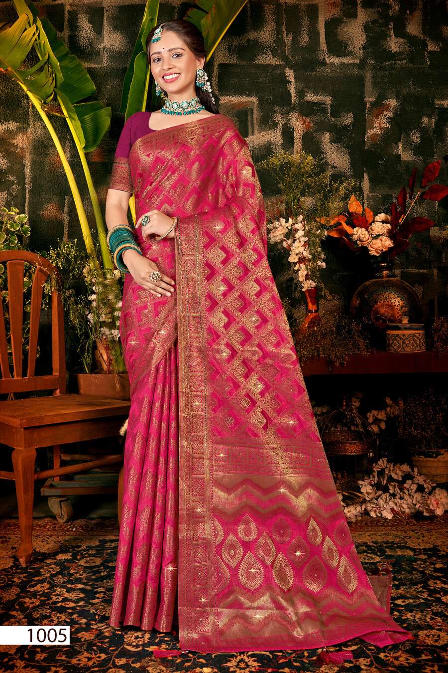 Saroj  Kum Kum Vol - 1 Dola silk saree with heay swaroski work  Saree Wholesale catalog    