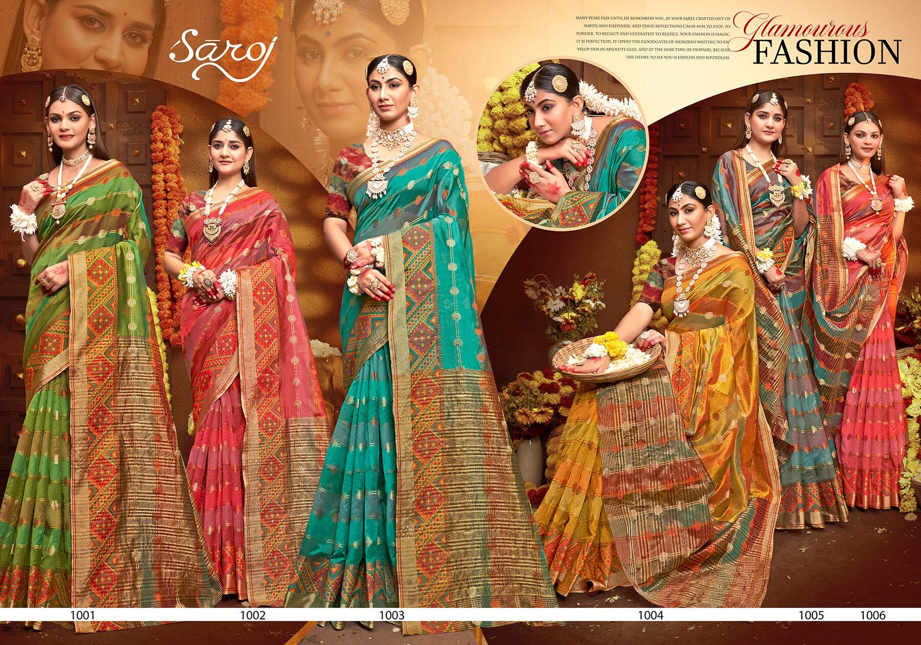 Saroj Sunflower Vol - 4 Soft Orgenza saree with fancy Designing Saree Wholesale catalog    