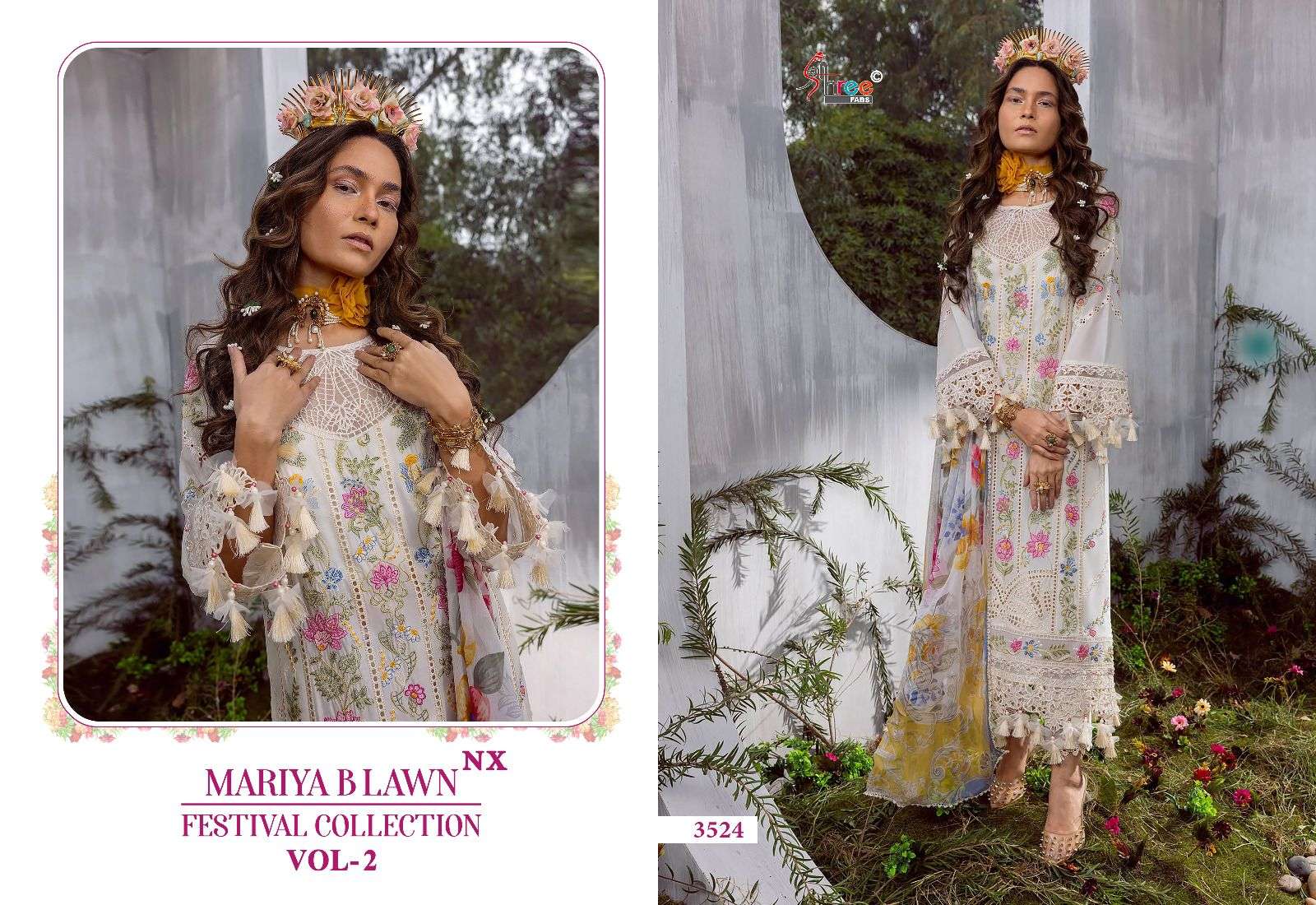 Shree Mariya B Lawn Festival Vol 2 Nx Chiffon Dupatta Salwar Suit Wholesale catalog