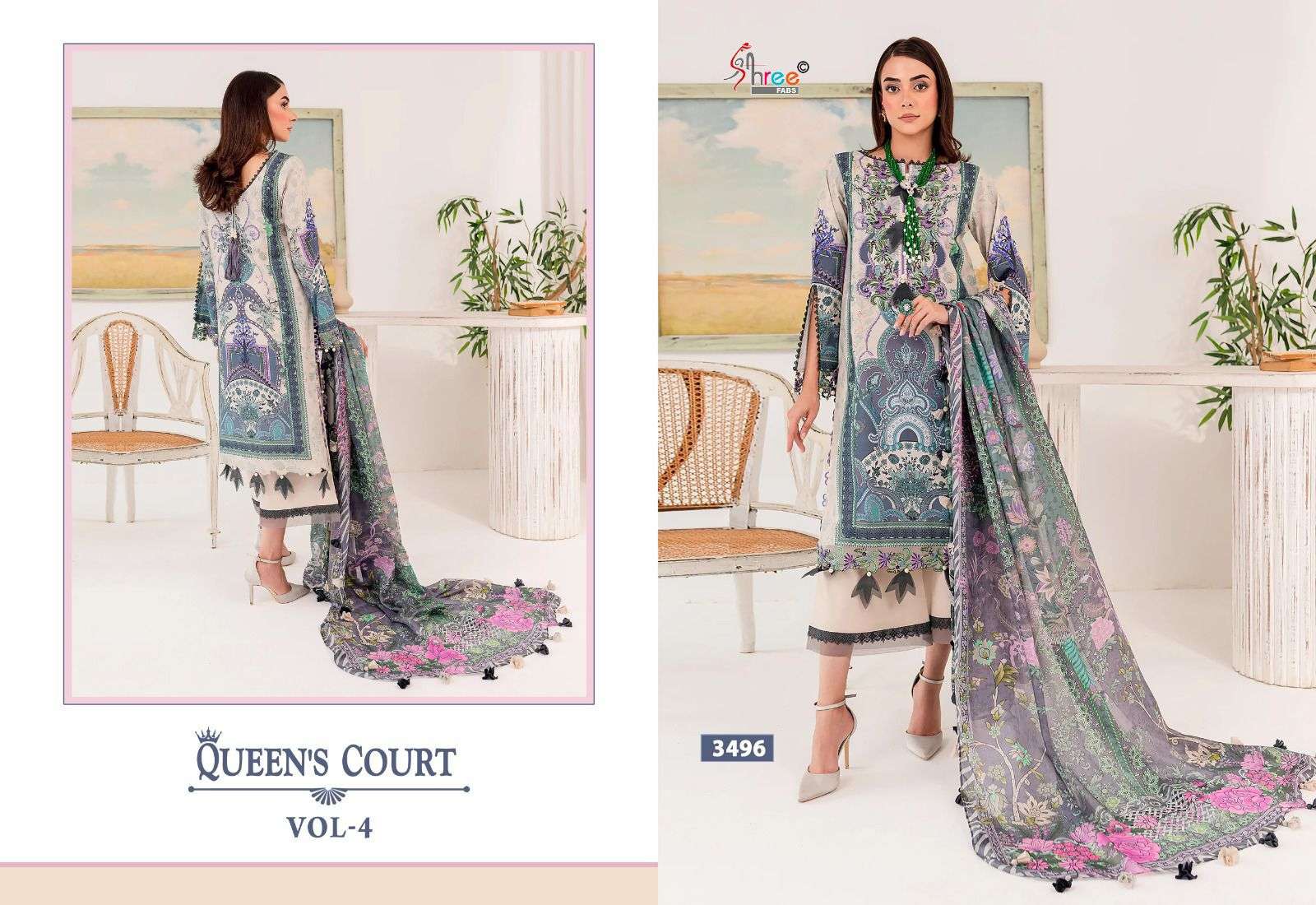 Shree Queens Court Vol 4 Chiffon Dupatta Pakistani Suits Wholesale catalog