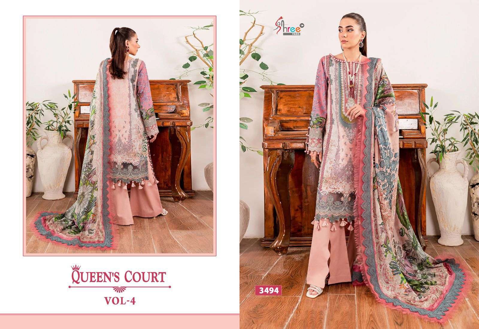 Shree Queens Court Vol 4 Chiffon Dupatta Pakistani Suits Wholesale catalog