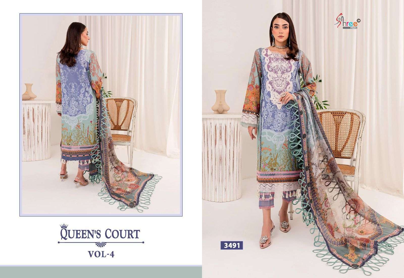 Shree Queens Court Vol 4 Chiffon Dupatta Pakistani Suits Wholesale catalog