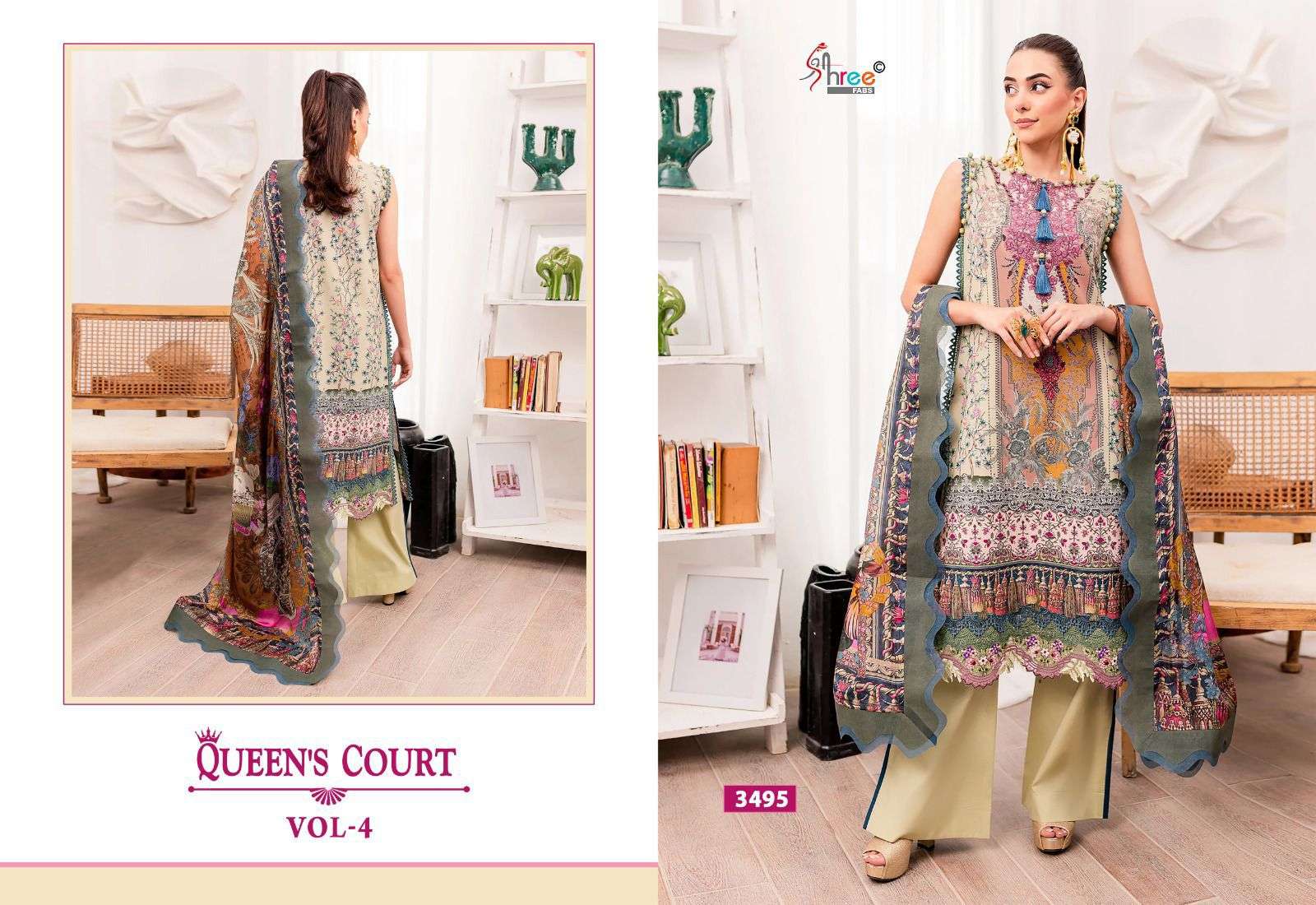 Shree Queens Court Vol 4 Chiffon Dupatta Pakistani Suits Wholesale catalog