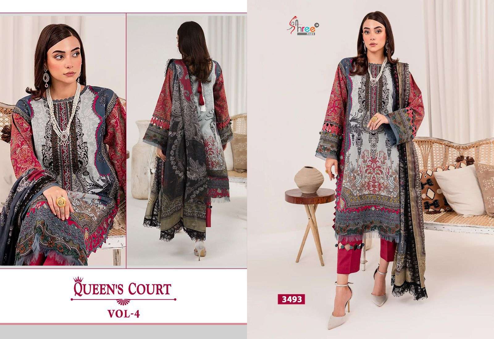 Shree Queens Court Vol 4 Chiffon Dupatta Pakistani Suits Wholesale catalog