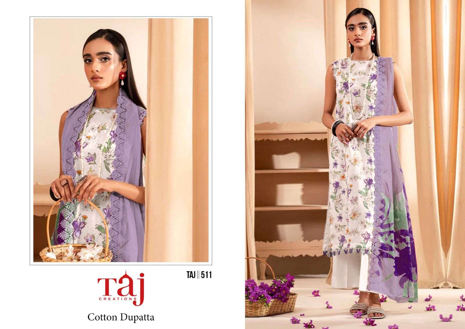 Taj 510 And 511 Chiffon Dupatta Pakistani Suits Wholesale catalog