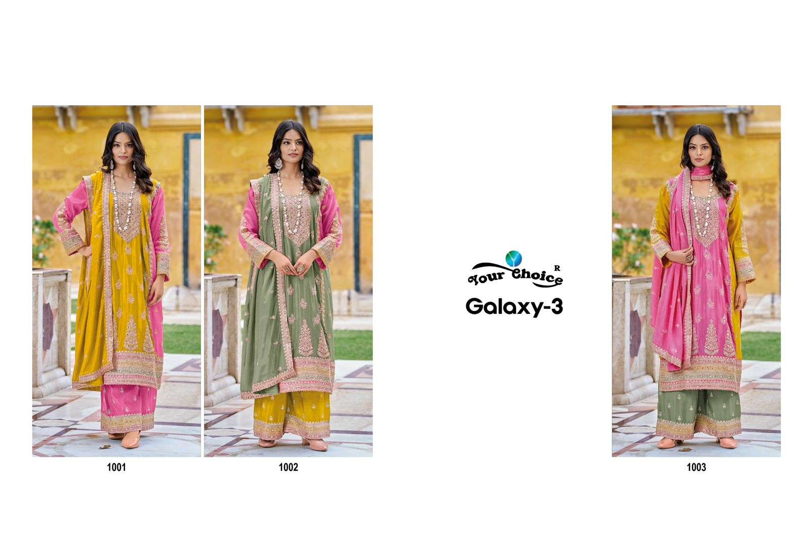 Your Choice Galaxy 3 Chinon Designer Salwar Suits Wholesale catalog