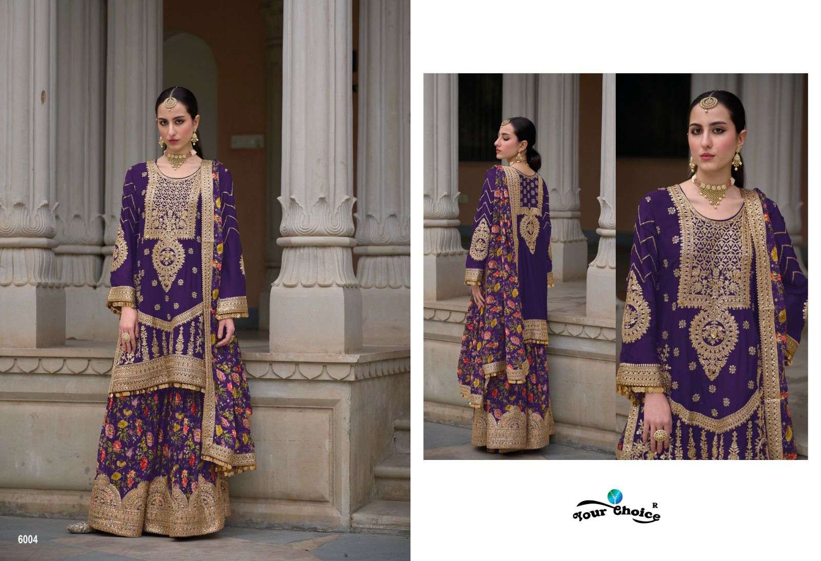 Your Choice Sadaf Gold Designer Chinon Salwar Suit Wholesale catalog