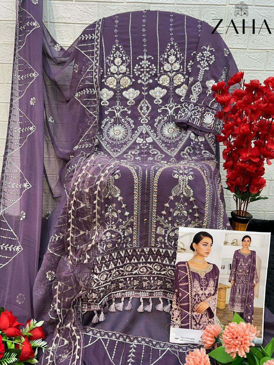 Zaha 10270 A And B Georgette Embroidery Salwar Kameez Wholesale catalog