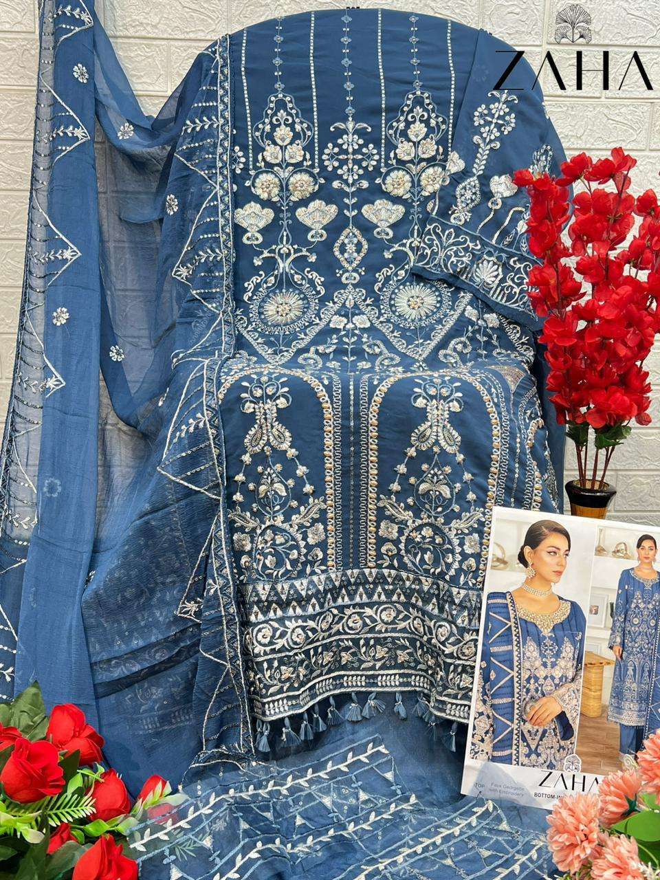 Zaha 10270 A And B Georgette Embroidery Salwar Kameez Wholesale catalog