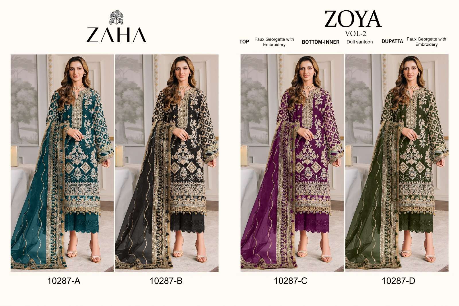 Zaha Zoya Vol 2 Georgette Salwar Kameez Wholesale catalog
