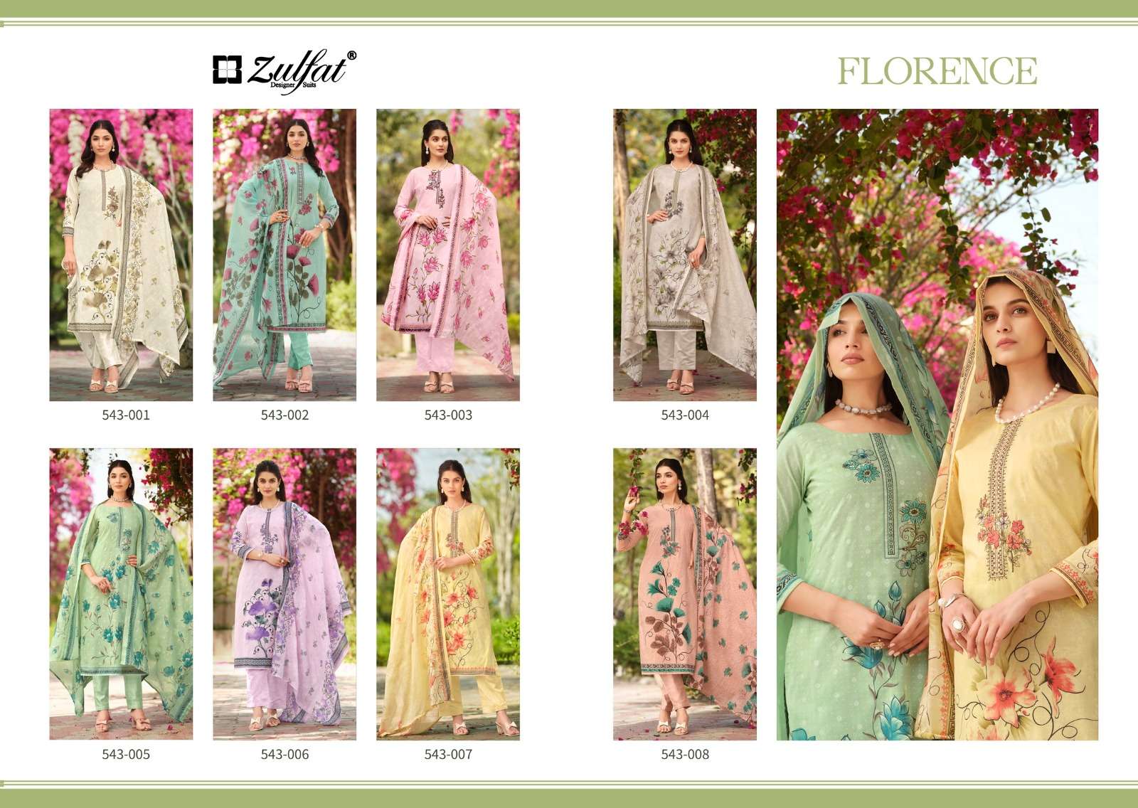 Zulfat Florence 543 Cotton Printed Dress Material Wholesale catalog