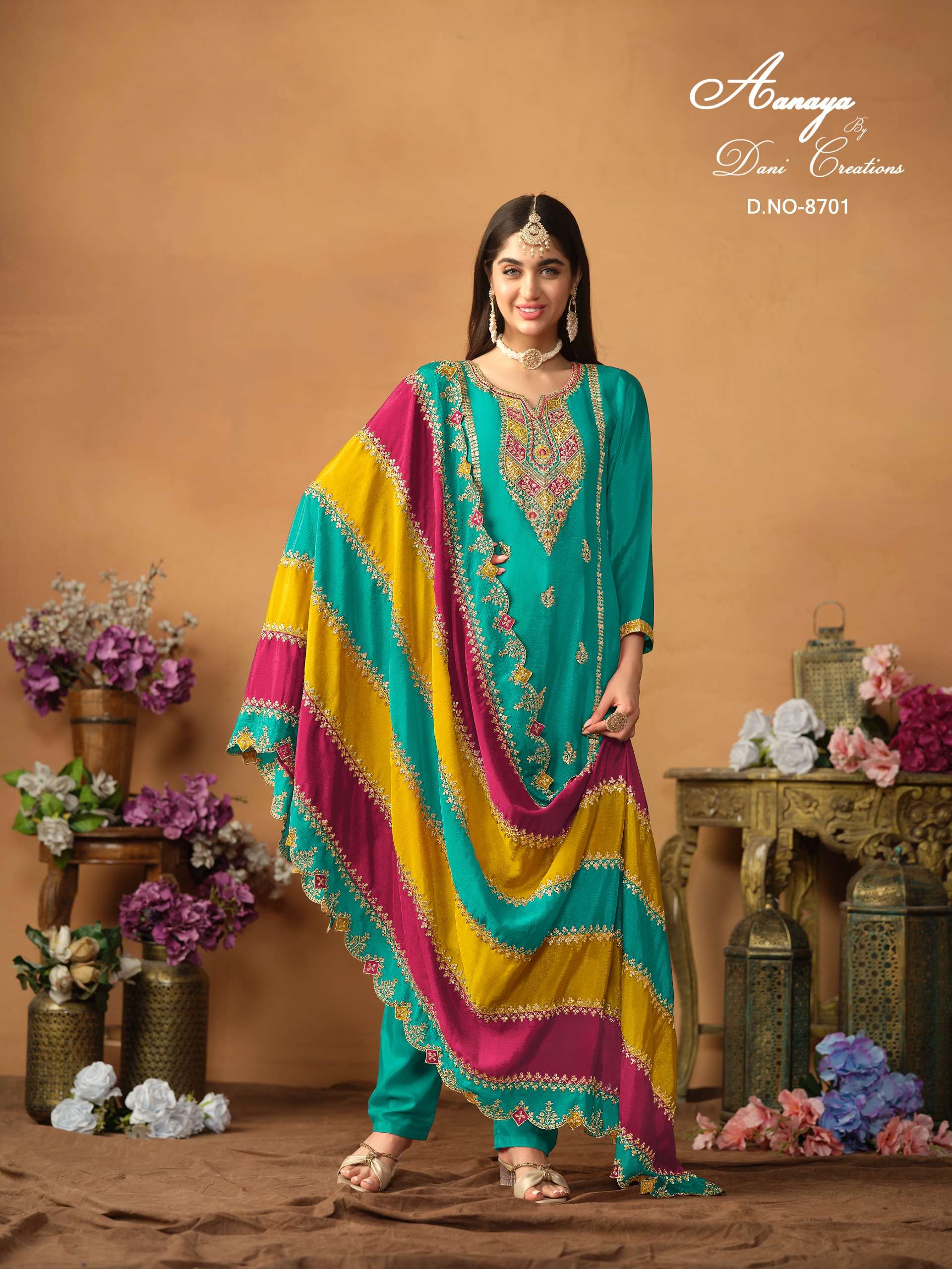 Aanaya Vol 187 Chinon Silk Designer Salwar Suit Wholesale catalog