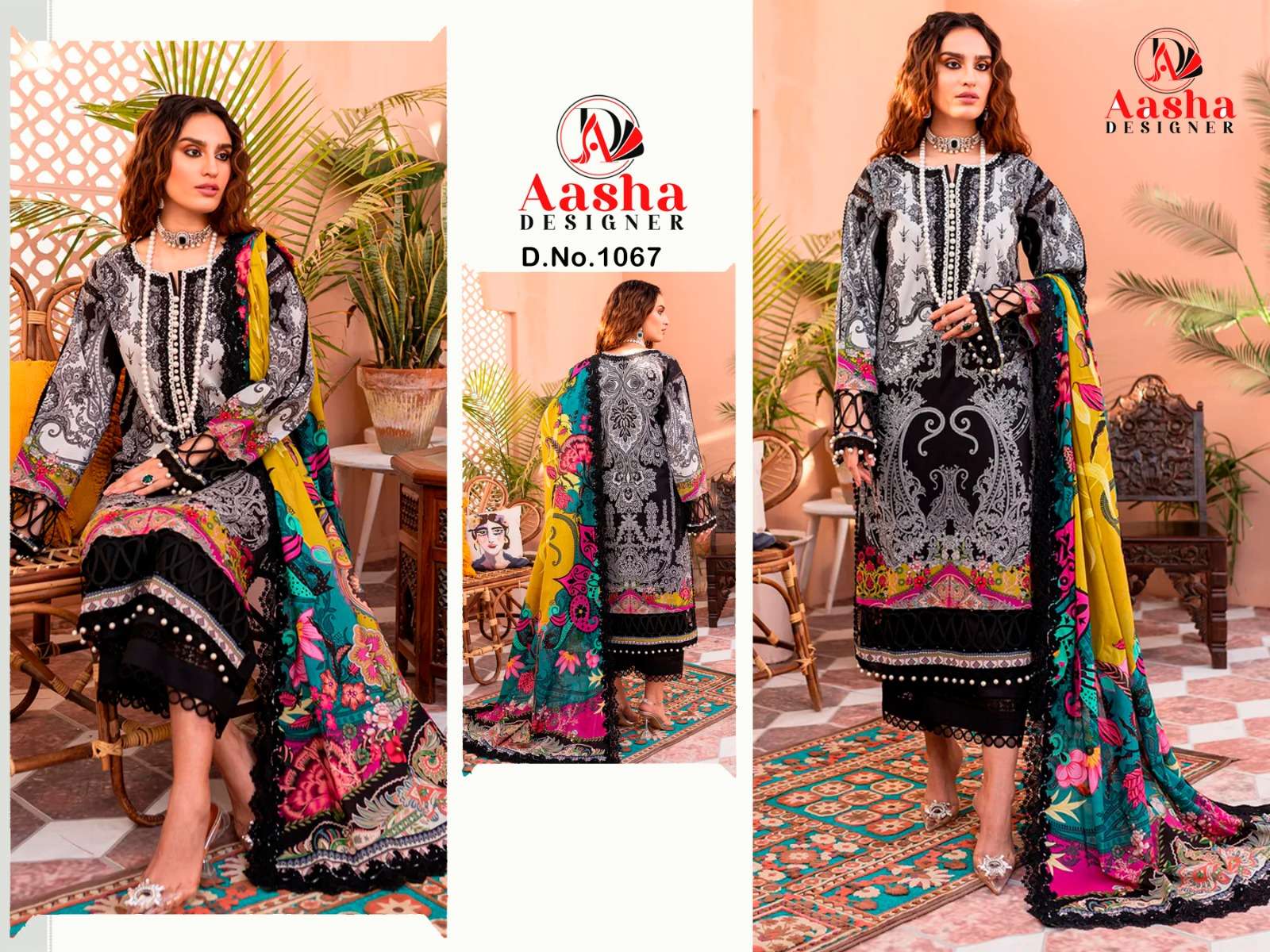Aasha 1067 Chiffon Dupatta  Salwar Kameez Wholesale catalog