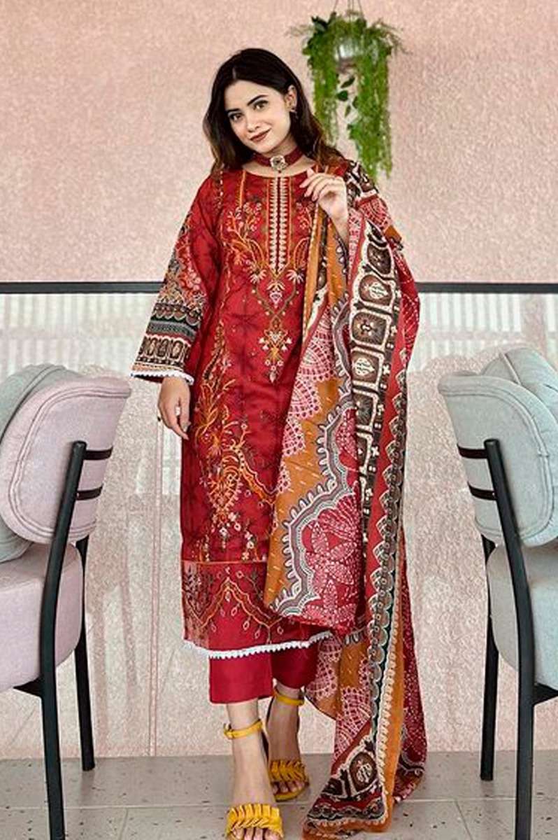 Aasha Chevron Summer Collection Cotton Dupatta Pakistani Suit Wholesale catalog