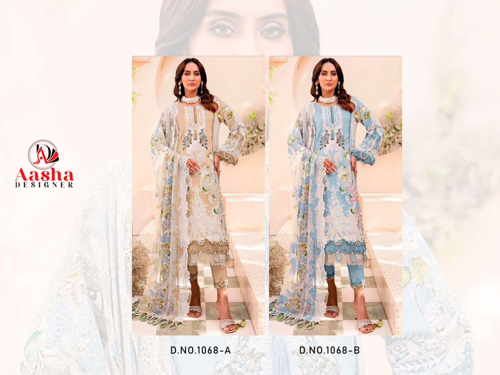 Aasha Needle Wonder Vol 7 Chiffon Dupatta Salwar Suits Wholesale catalog