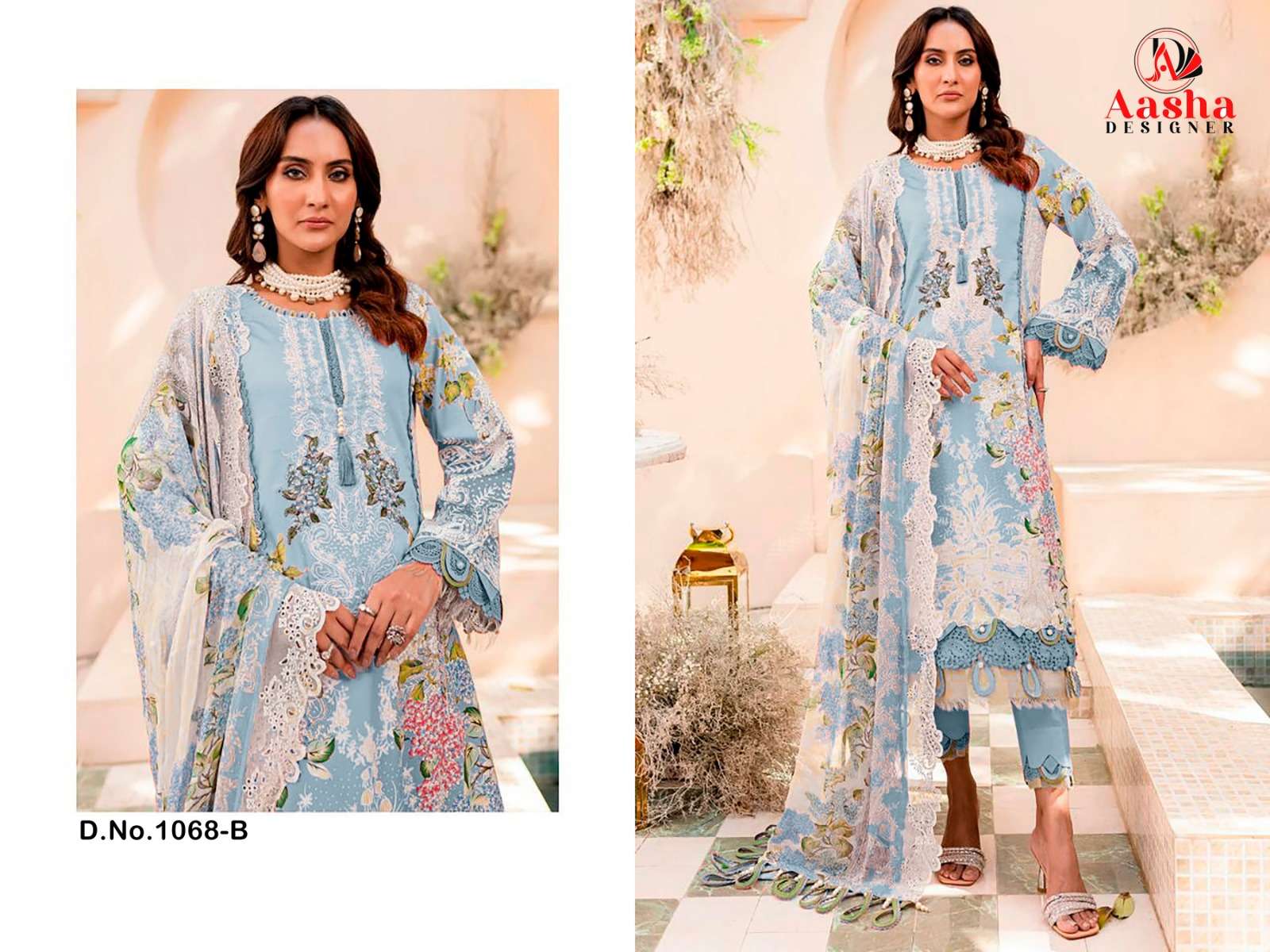 Aasha Needle Wonder Vol 7 Cotton Dupatta Salwar Suits Wholesale catalog