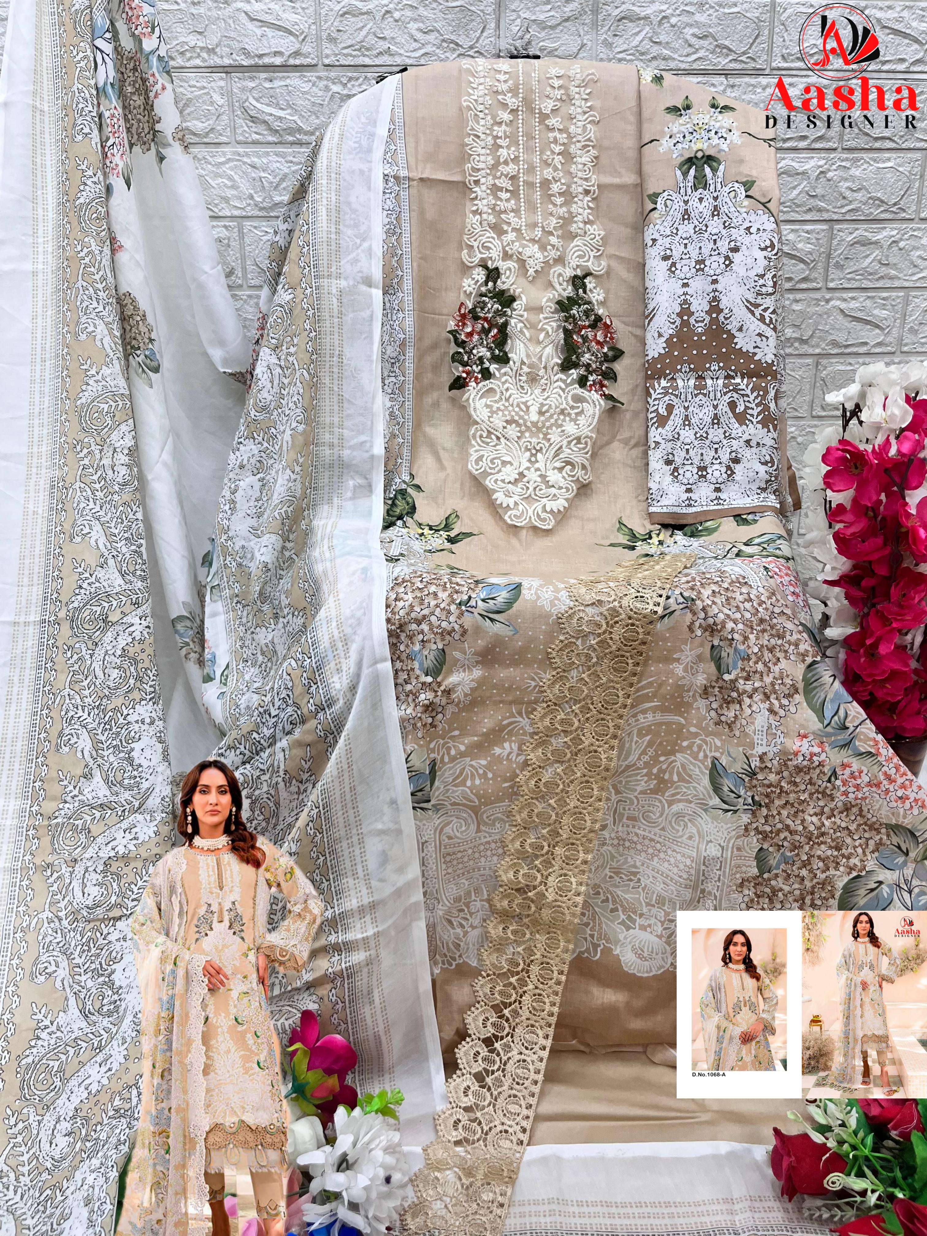 Aasha Needle Wonder Vol 7 Cotton Dupatta Salwar Suits Wholesale catalog