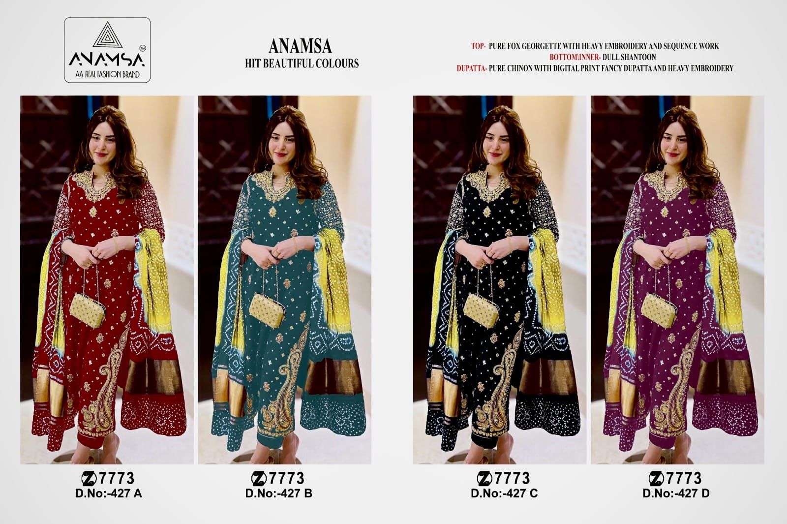 Anamsa 427 A To D Hit Colors Salwar Suit Wholesale catalog