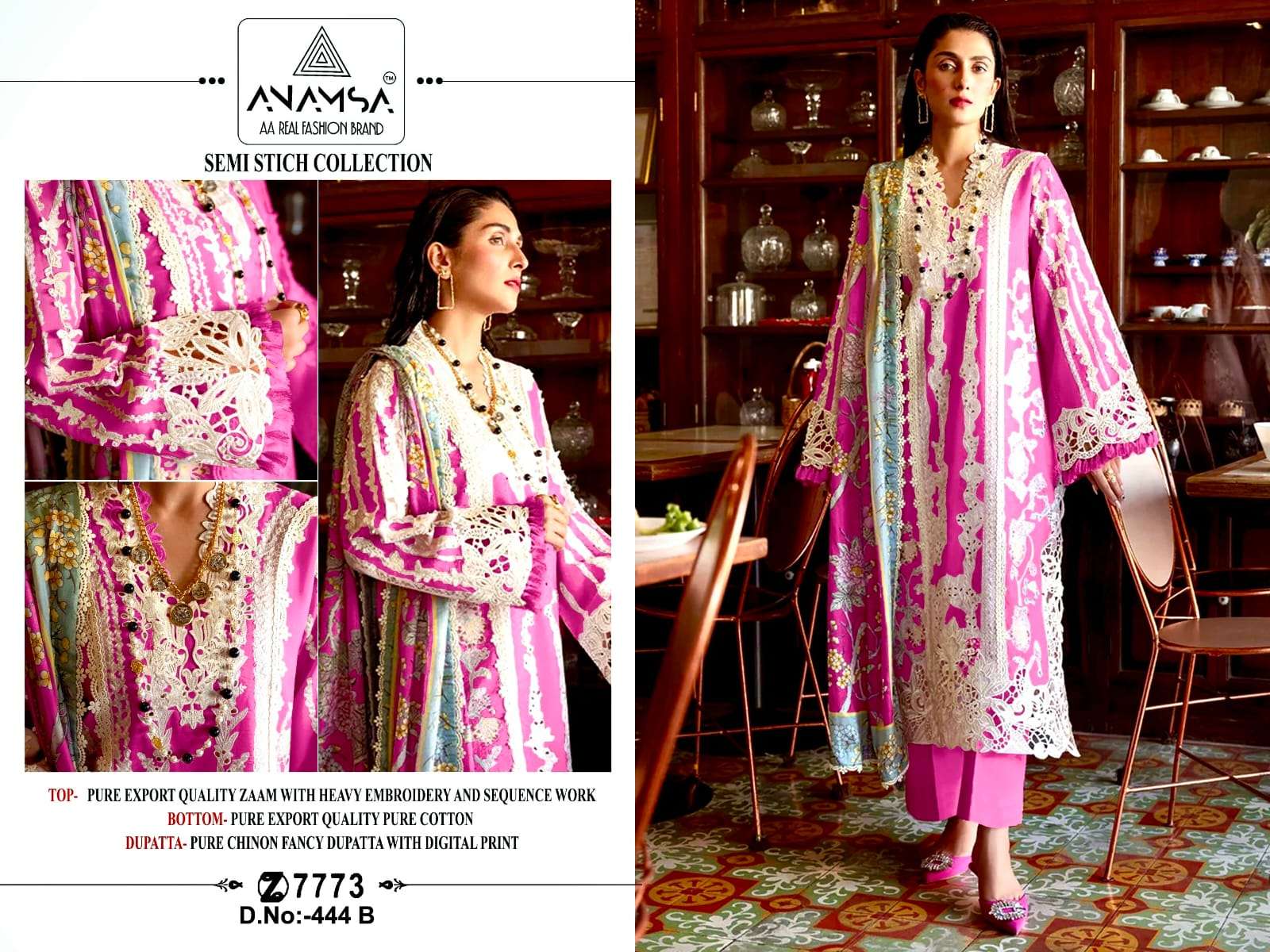 Anamsa 444 A To D Hit Colors Pakistani Suit Wholesale catalog